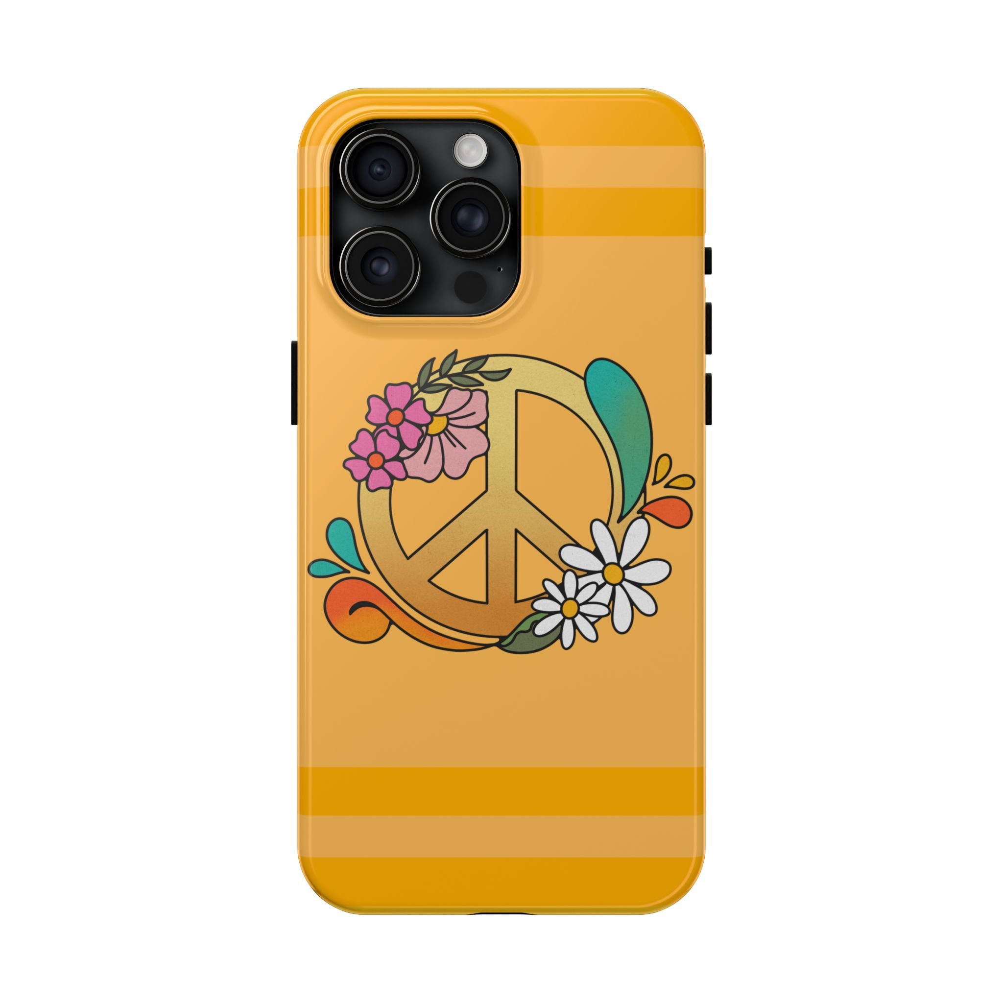 60s–70s Yellow Peace Sign Phone Case ✌️📱