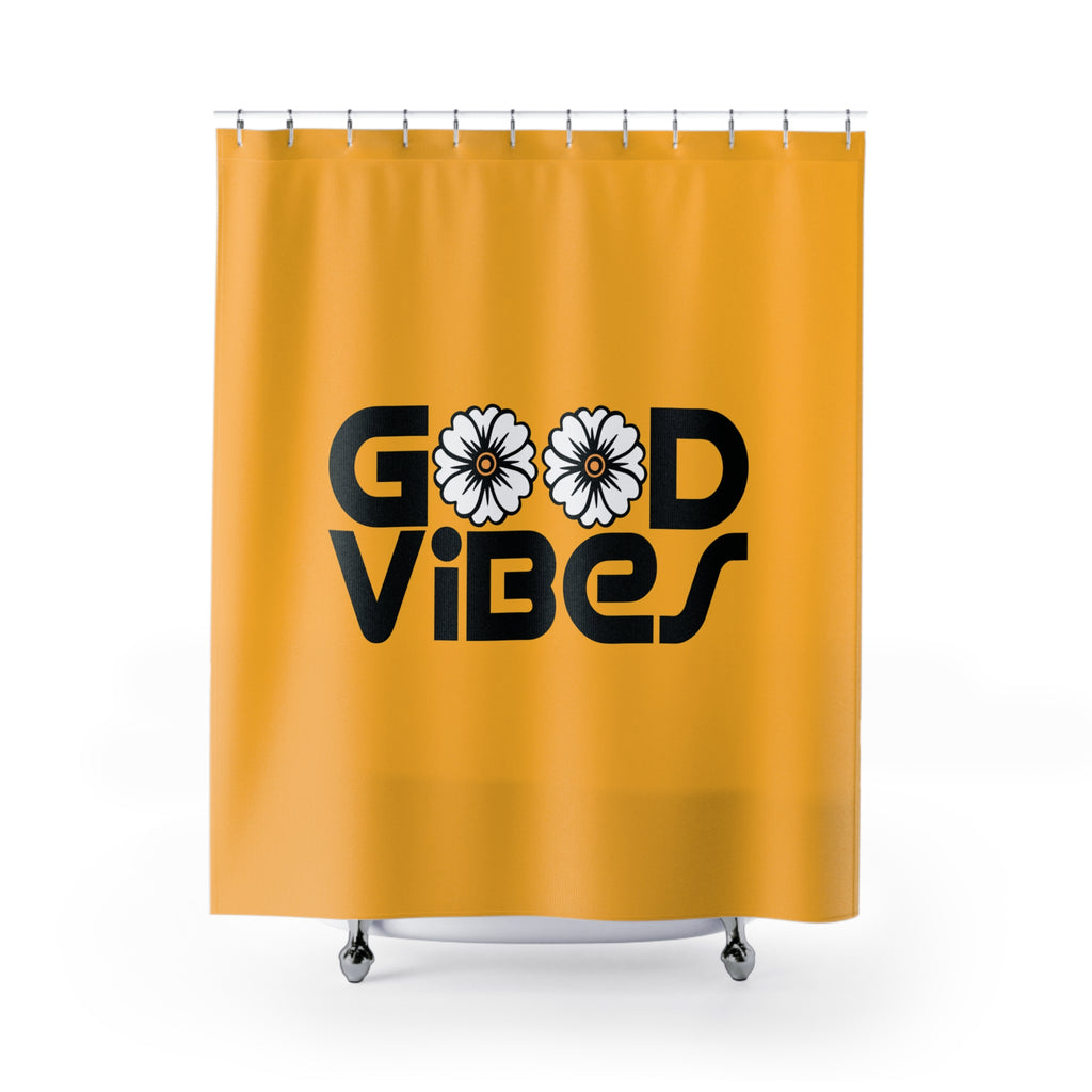 🌼 Yellow Good Vibes Funky Shower Curtain