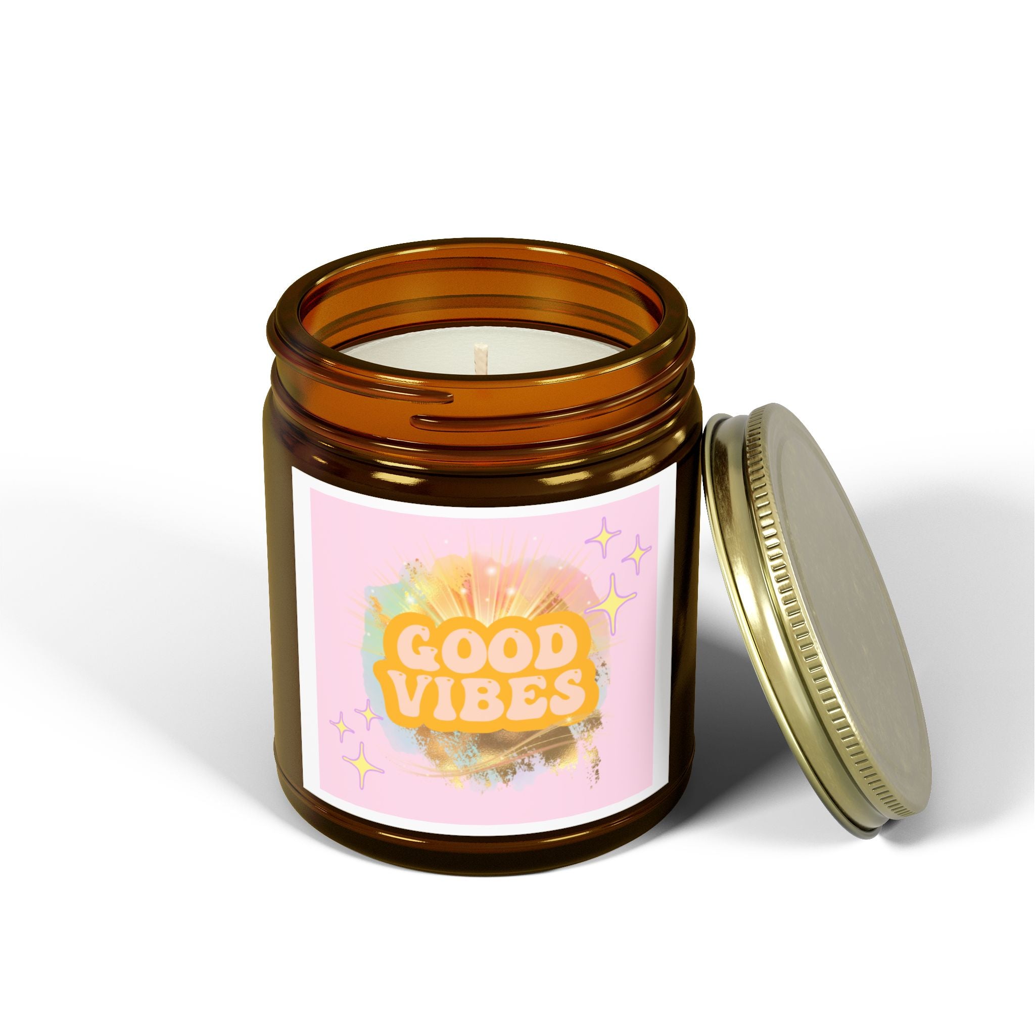 60s–70s Good Vibes Candle ☮️🕯️