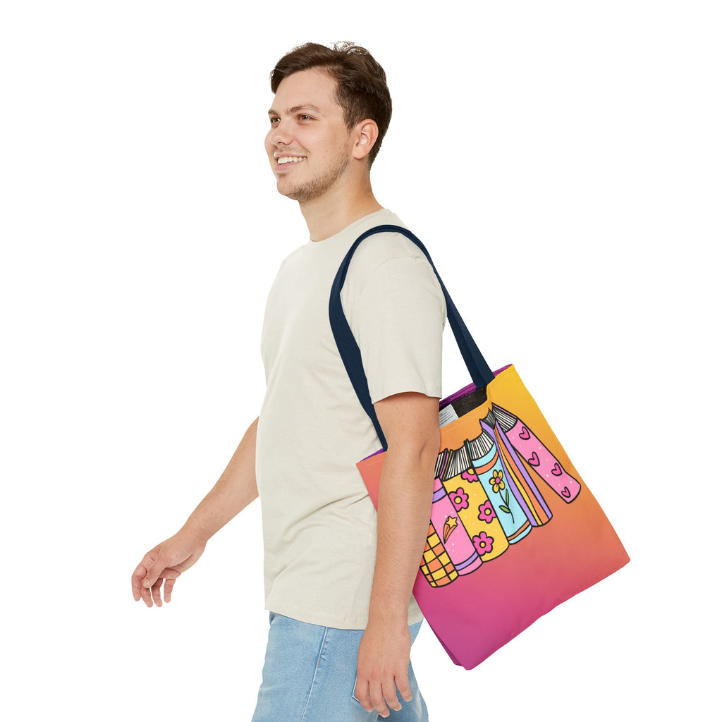 💿 90s Book Collector Bright Books Tote Bag