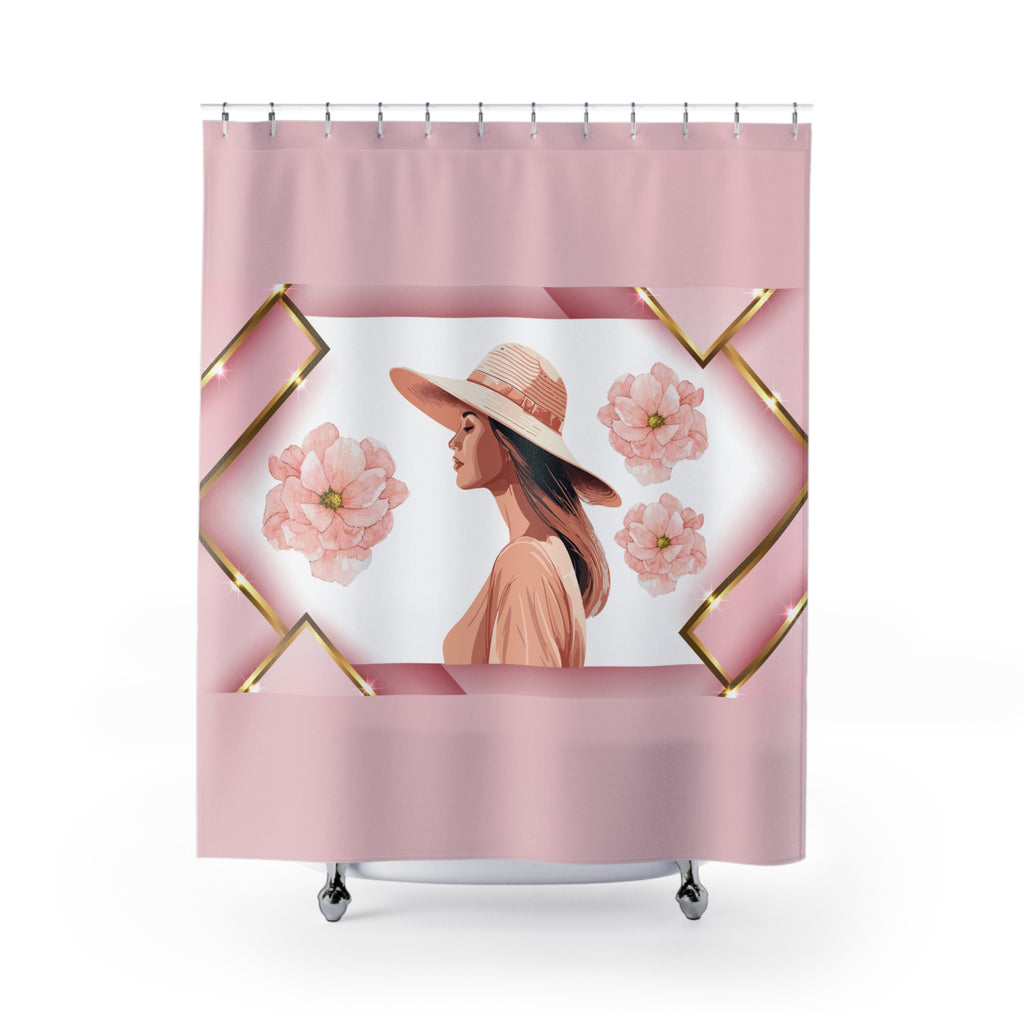 🌸 Soft Girl Pink Retro Shower Curtain