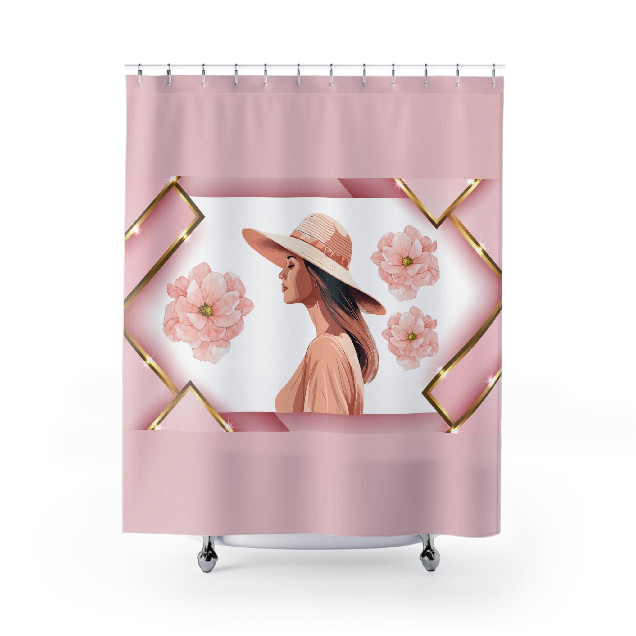🌸 Soft Girl Pink Retro Shower Curtain