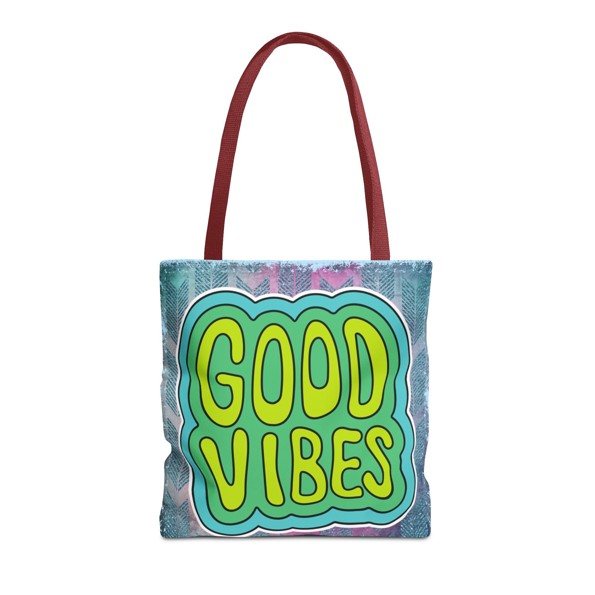 💚 70s Good Vibes Green & Blue Retro Throwback Tote Bag