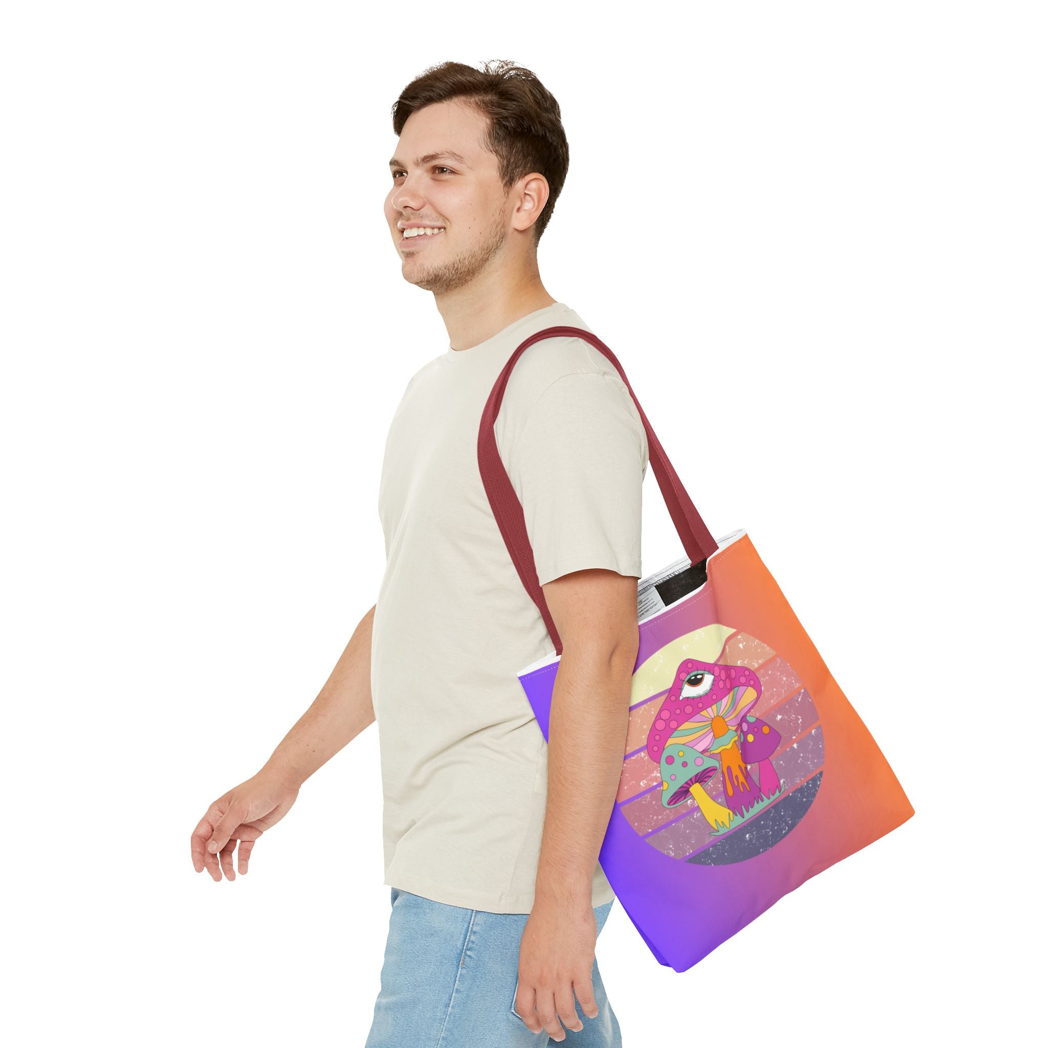 🍄🎶 70s Trippy Mushroom Synthwave Tote Bag 🌈✨