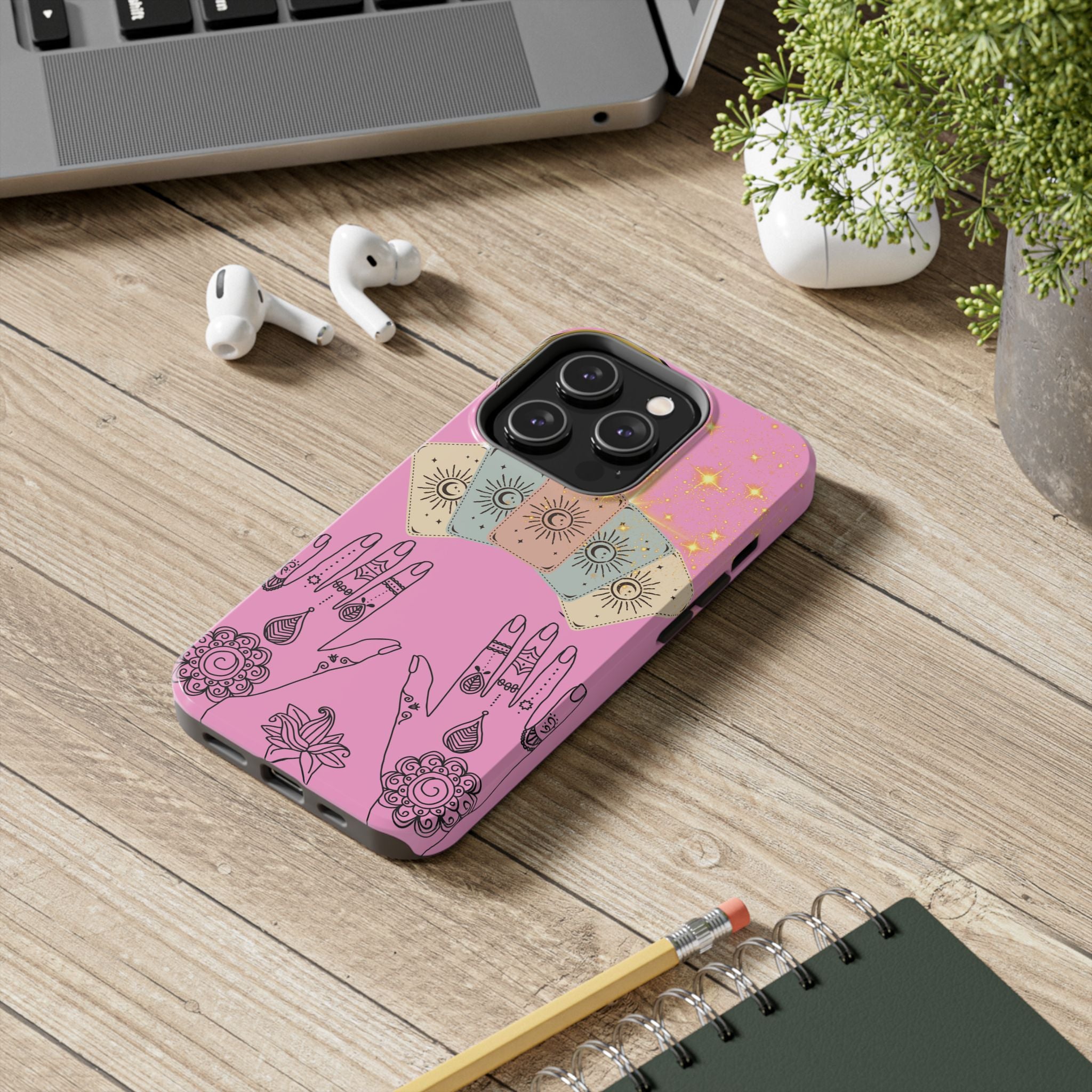 60s–70s Mystical Tarot Henna Hands Phone Case 🔮📱
