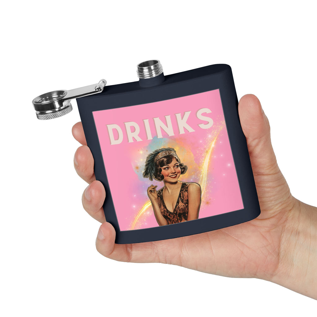 Drinks Pink Flapper Girl Flask