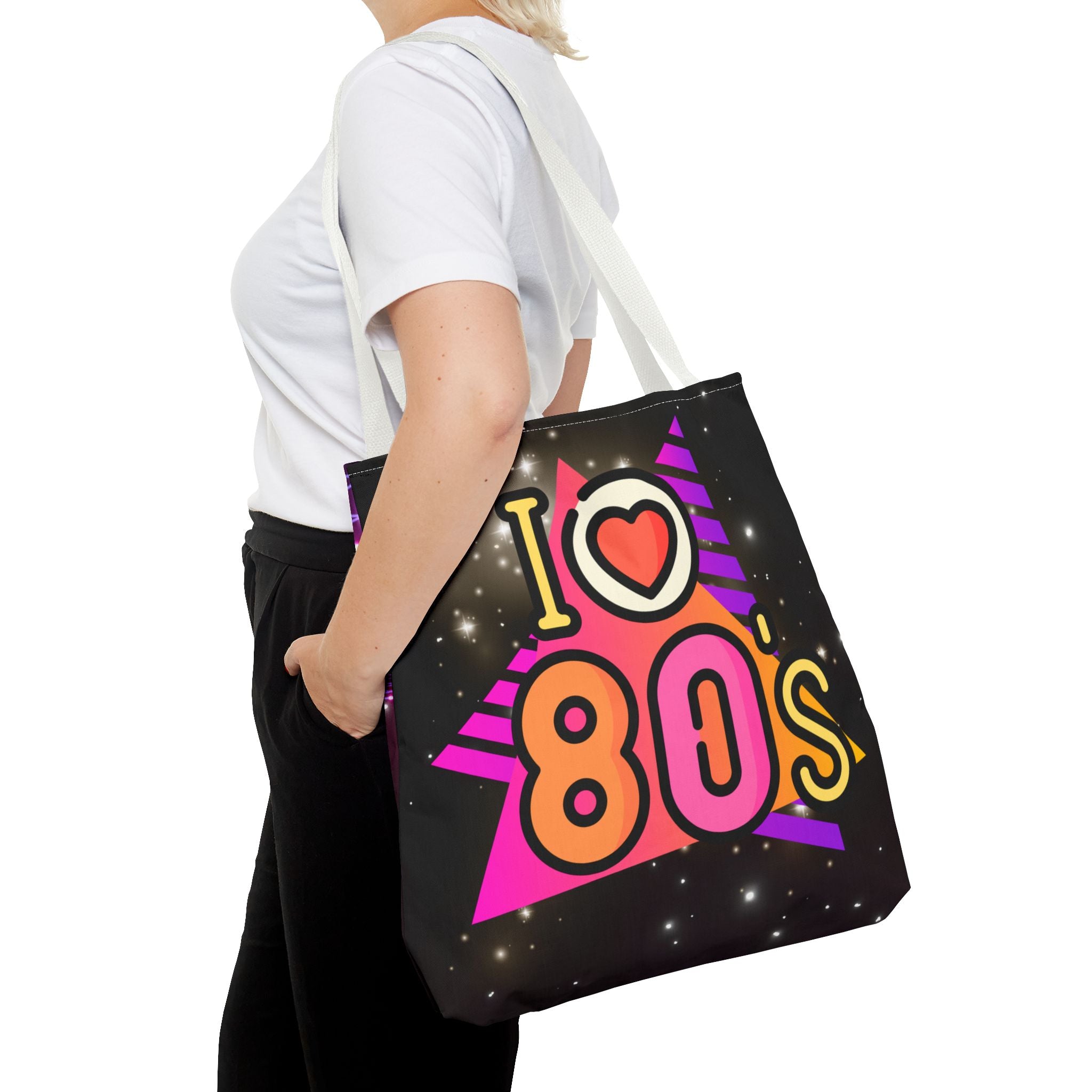 🌟💜 I Heart the 80s Neon Glow Tote Bag 🎶👜