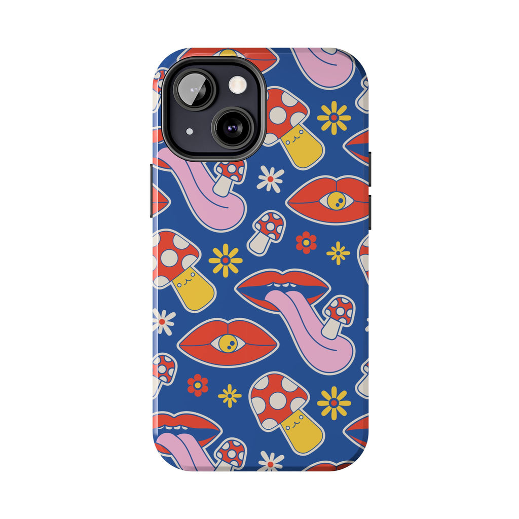 70s Lips Mushrooms Flower Power Phone Case 🌼💋🍄