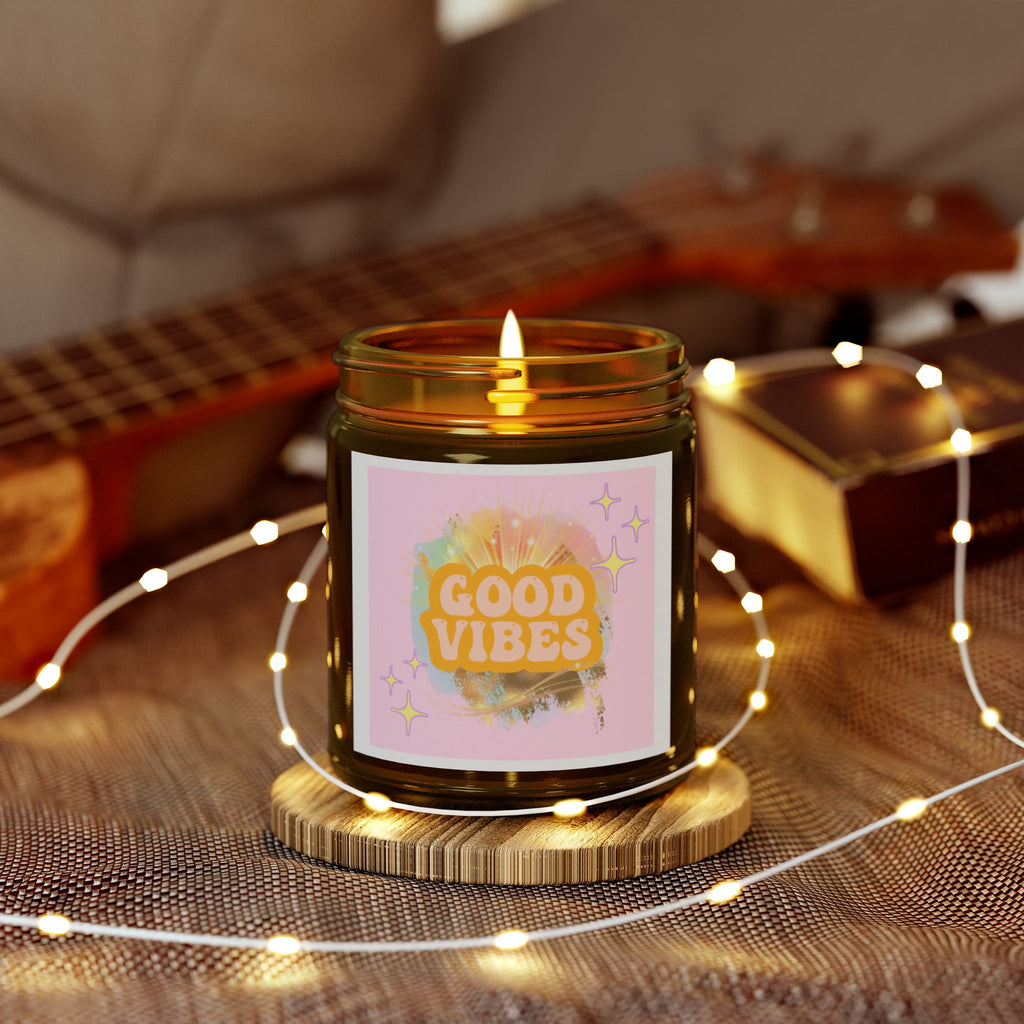 60s–70s Good Vibes Candle ☮️🕯️