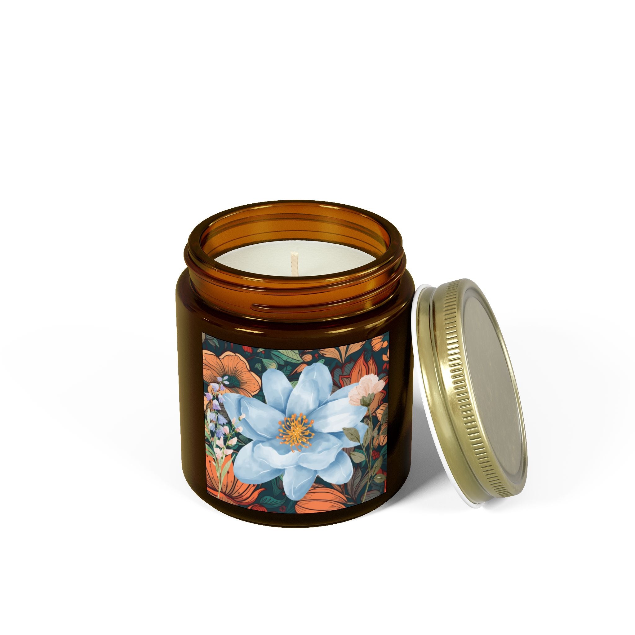 Blue Green Florals Candle 💙🌿🕯️