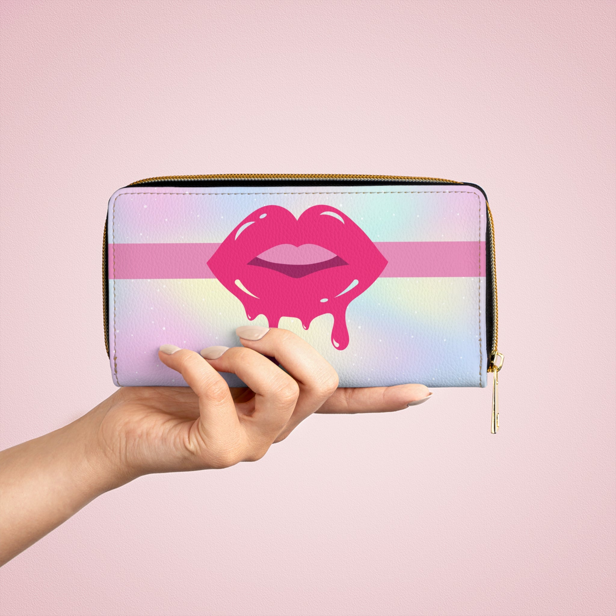 Y2K Sparkle Hot Pink Lips Wallet 💋✨🌈