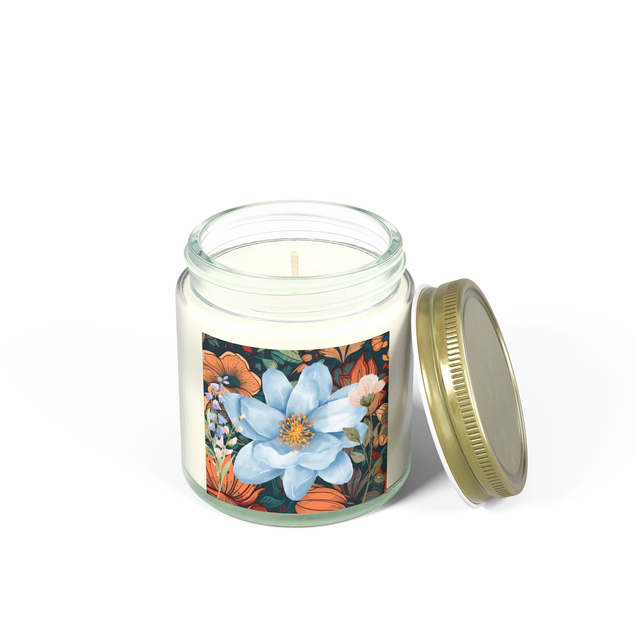 Blue Green Florals Candle 💙🌿🕯️