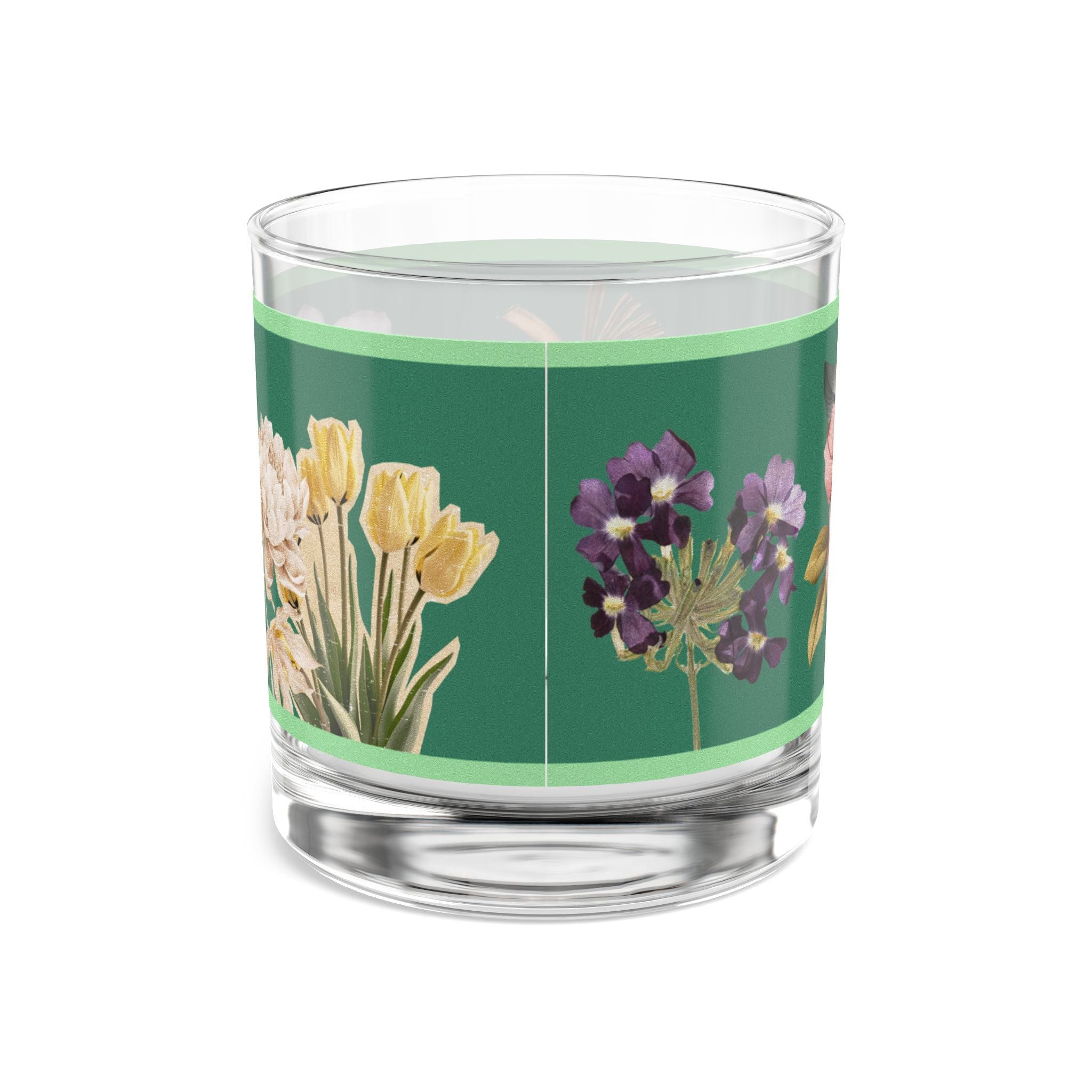 📚🌿 50s Bookish Green Floral Glass 🌸✨