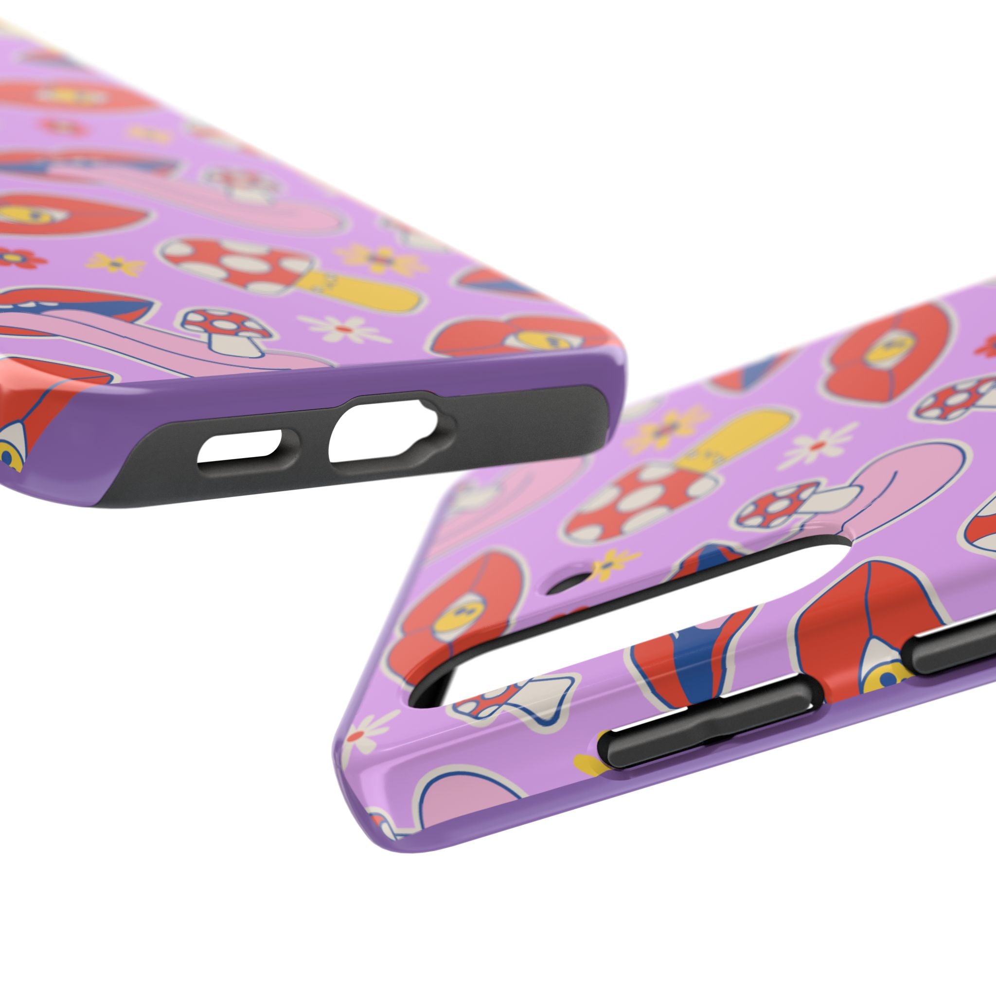 70s Lips Mushrooms Flower Power Purple Phone Case 💜🍄🌼