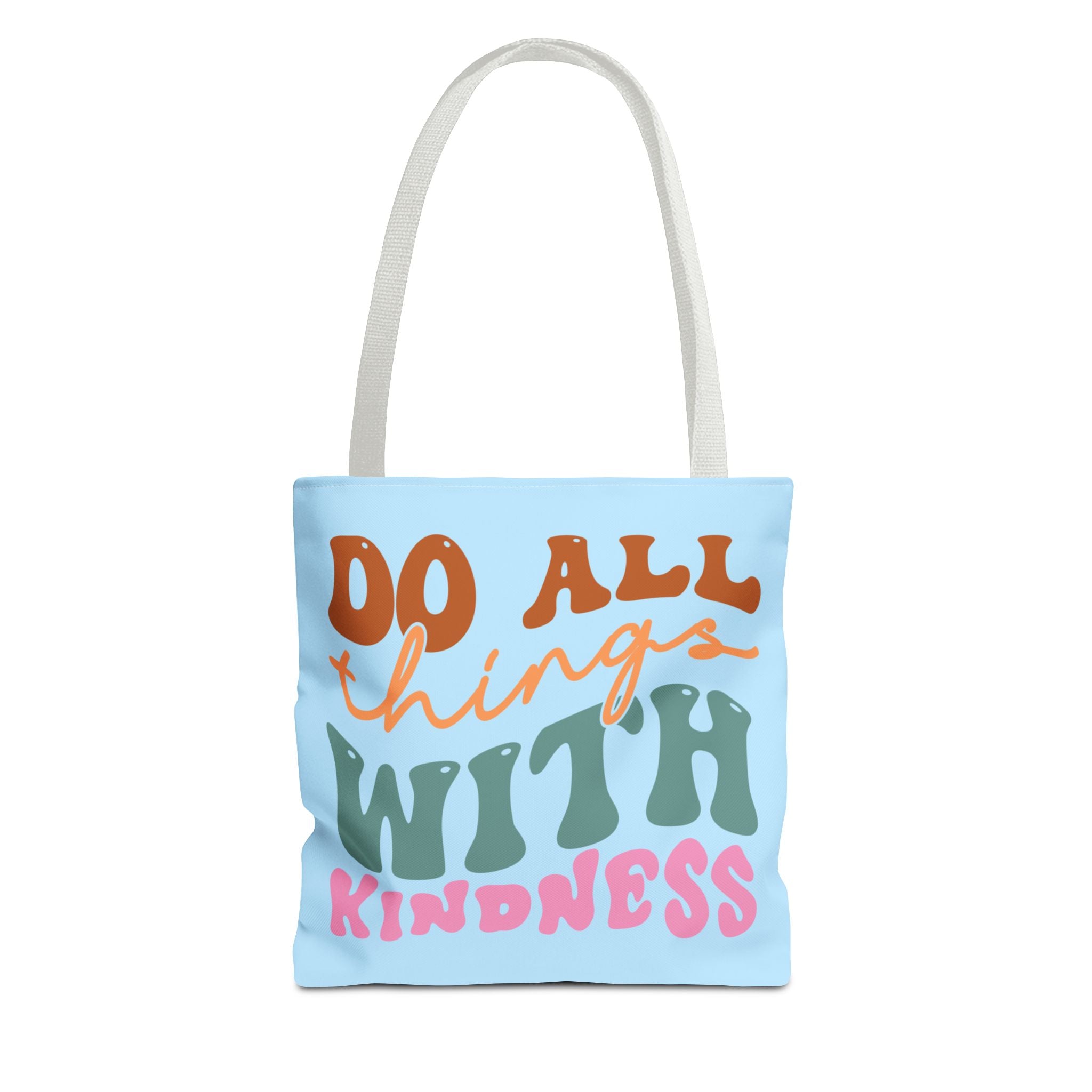 🌸 60s “Do All Things With Kindness” Retro Tote Bag – Baby Blue