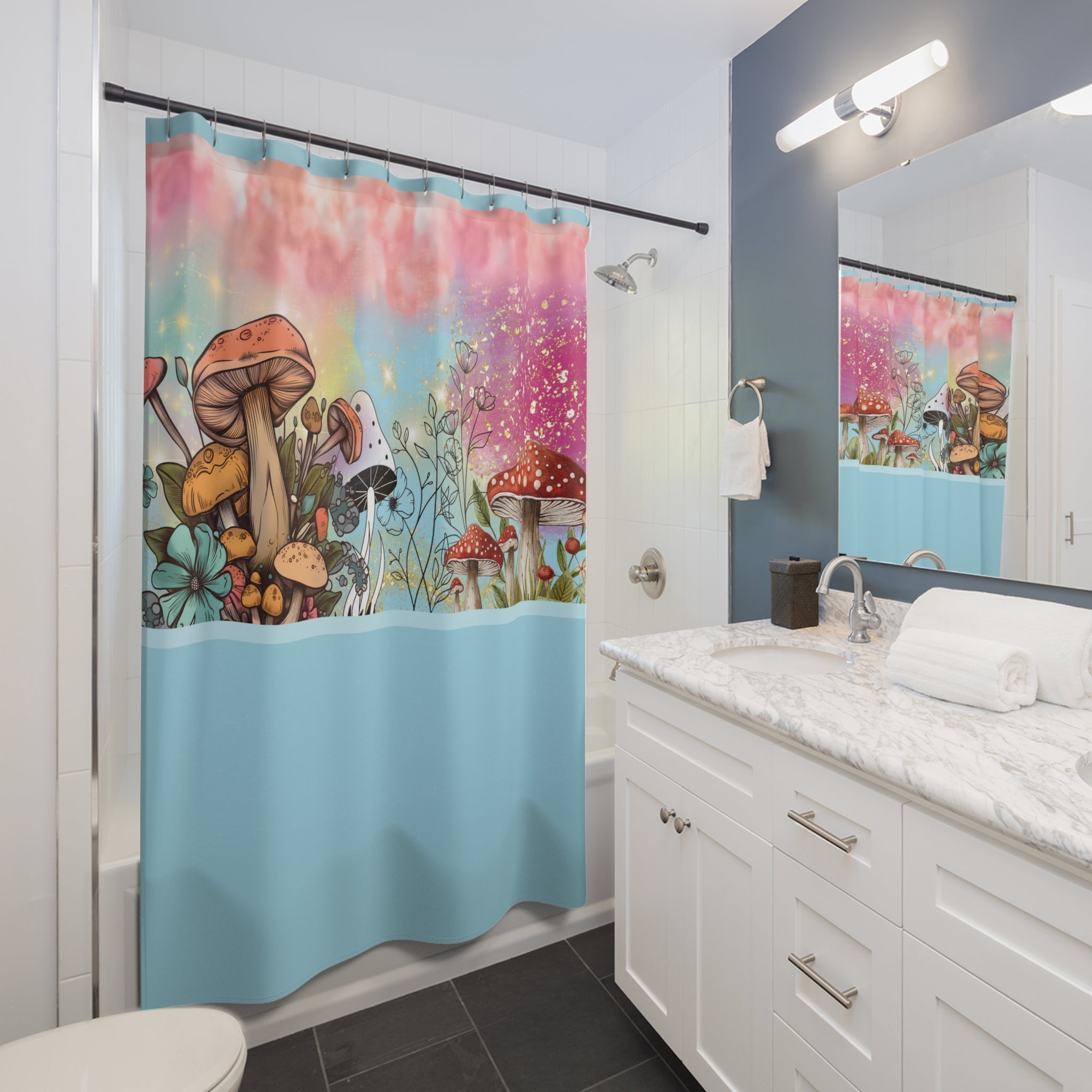 🍄🌤️ 70s Mushroom Afternoon Shower Curtain 🌼✨