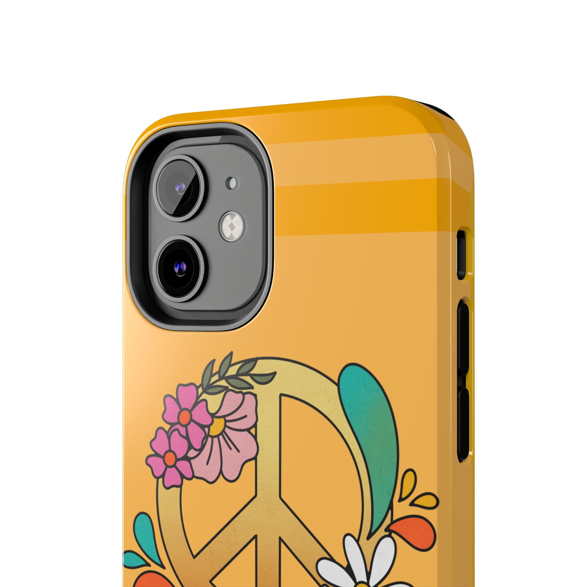60s–70s Yellow Peace Sign Phone Case ✌️📱