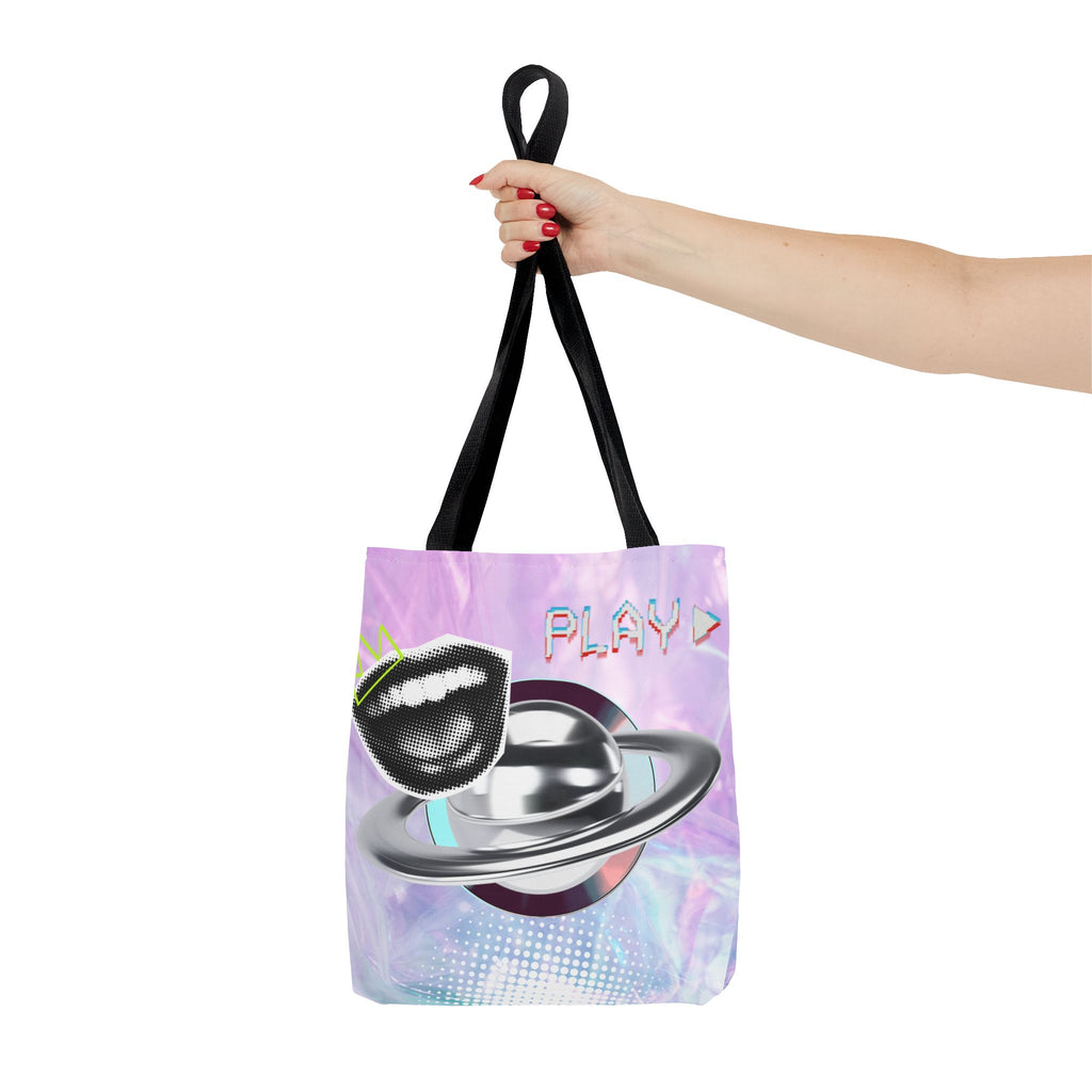 🪐💻 Y2K Saturn Start Button Tote Bag ✨🌈