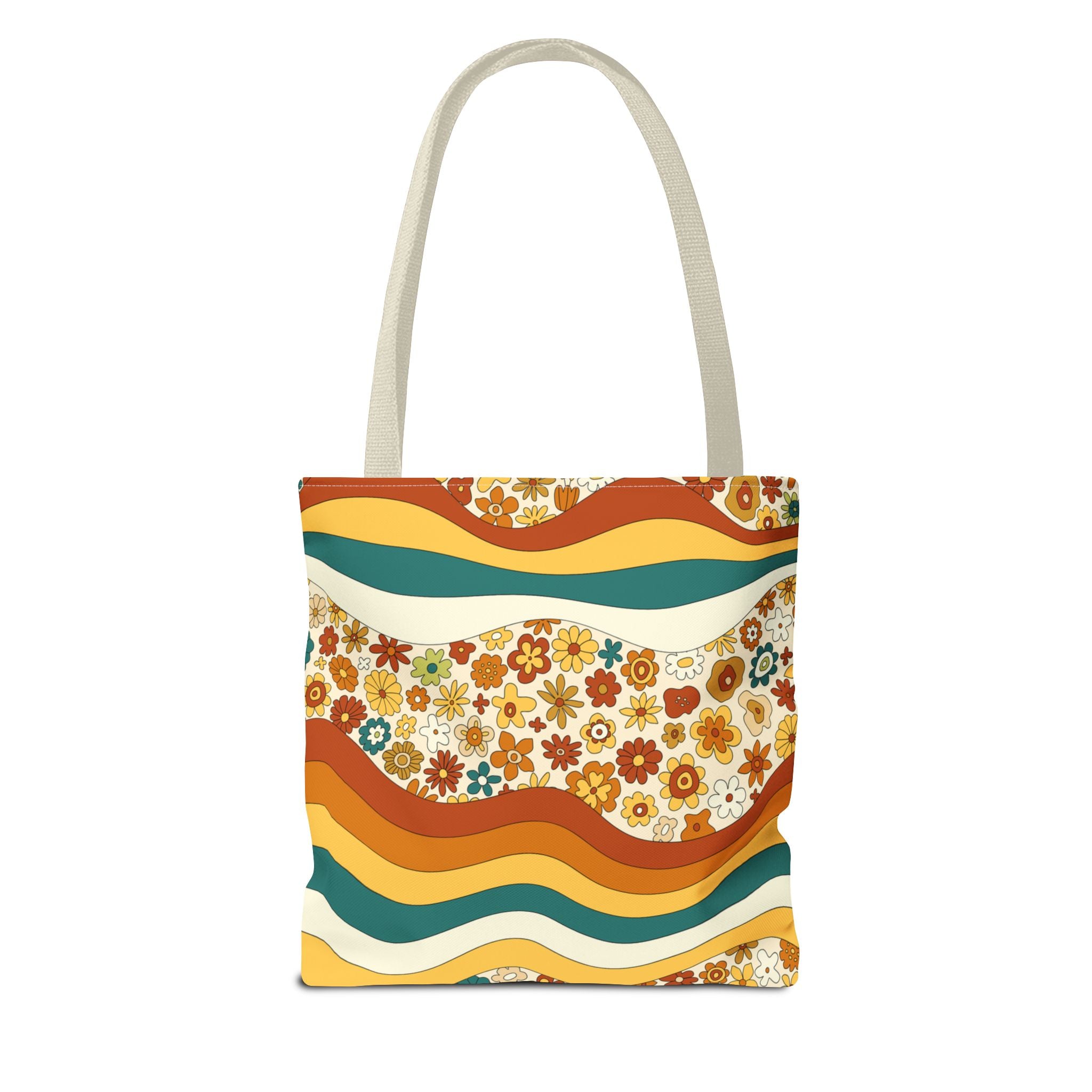 ✌️ 70s Floral Hippie Peace Sign Tote Bag
