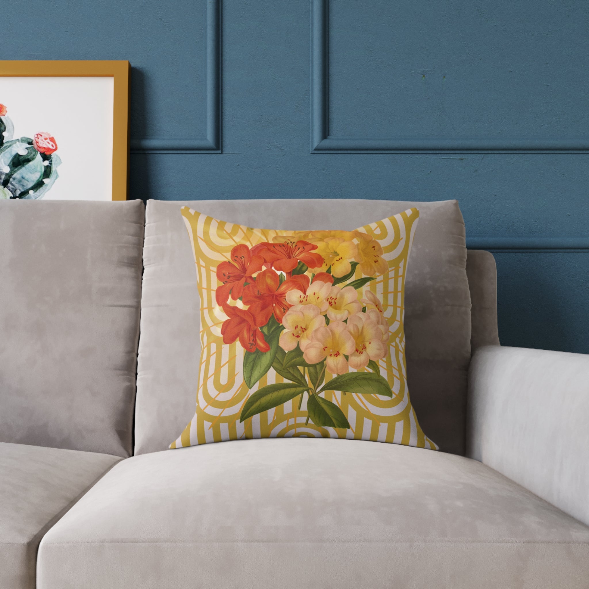 Copy of 50s Vintage Floral Truck Canvas Pillow