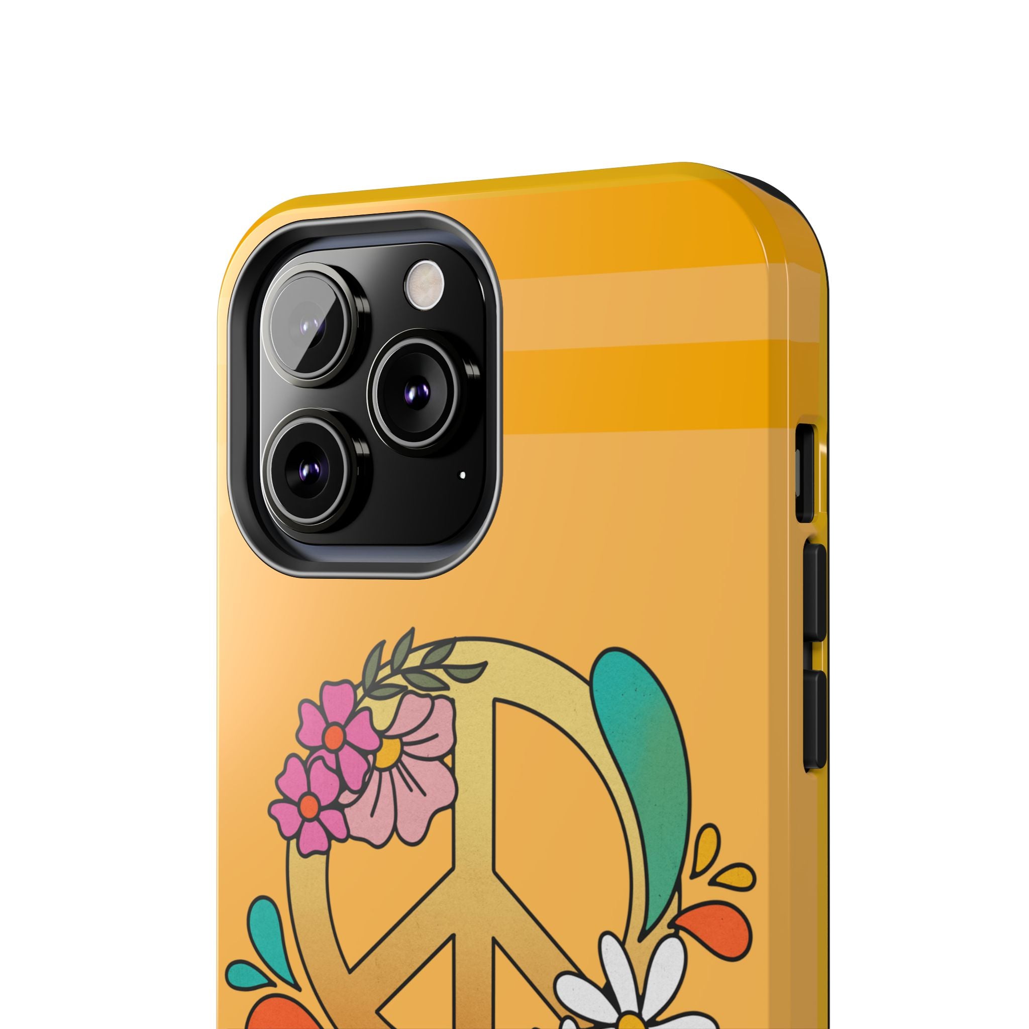 60s–70s Yellow Peace Sign Phone Case ✌️📱