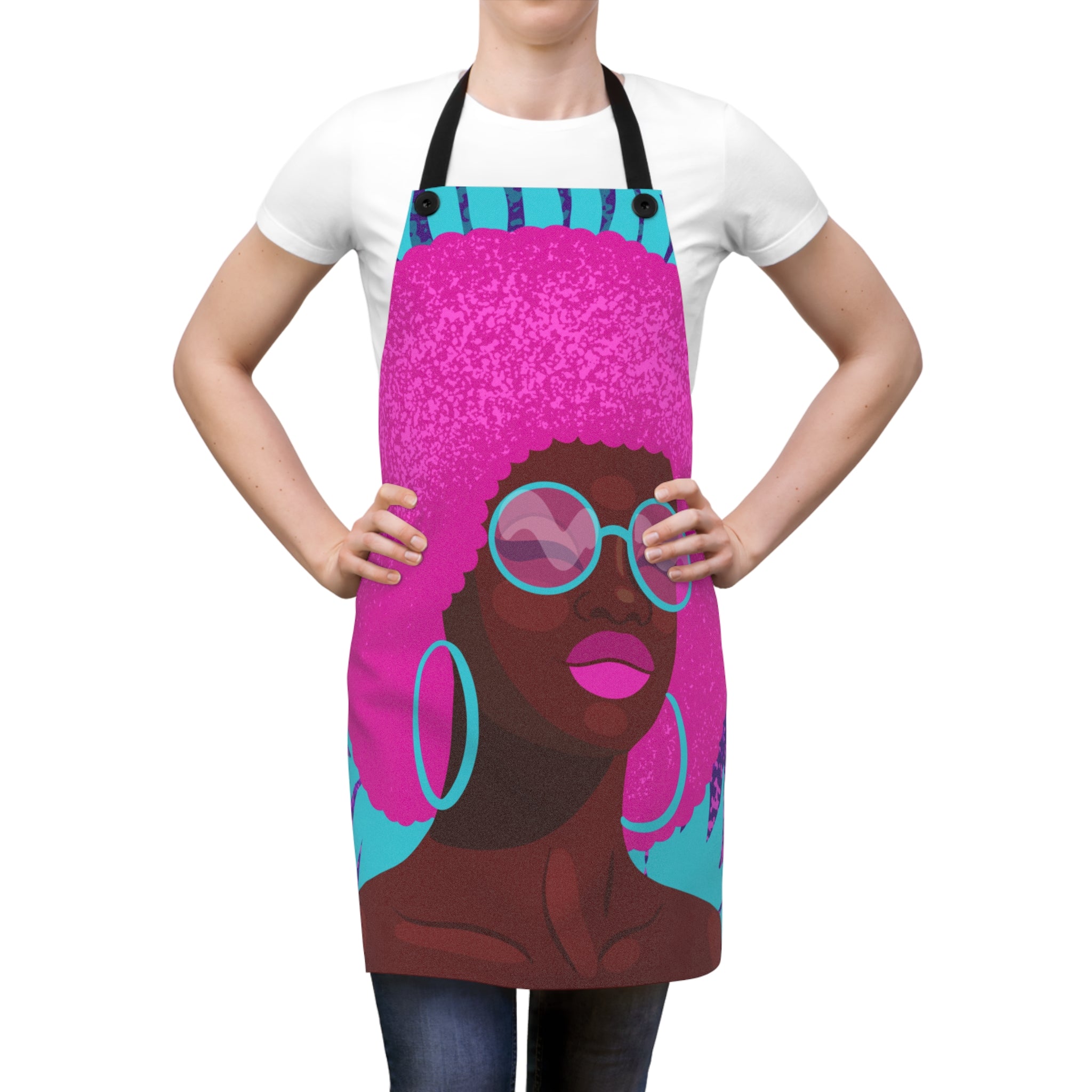 60s–70s Hot Pink Afro Woman Cooking Apron 💖👩🏾‍🍳