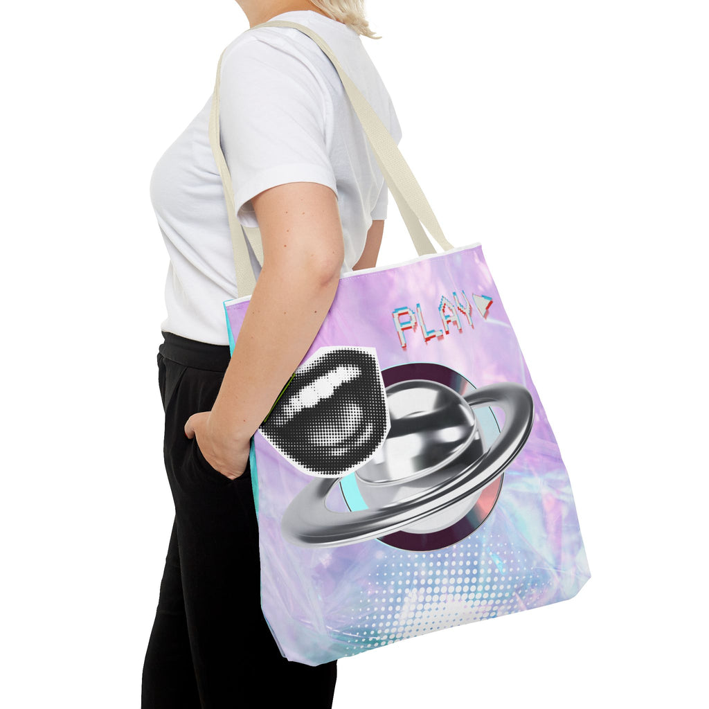🪐💻 Y2K Saturn Start Button Tote Bag ✨🌈