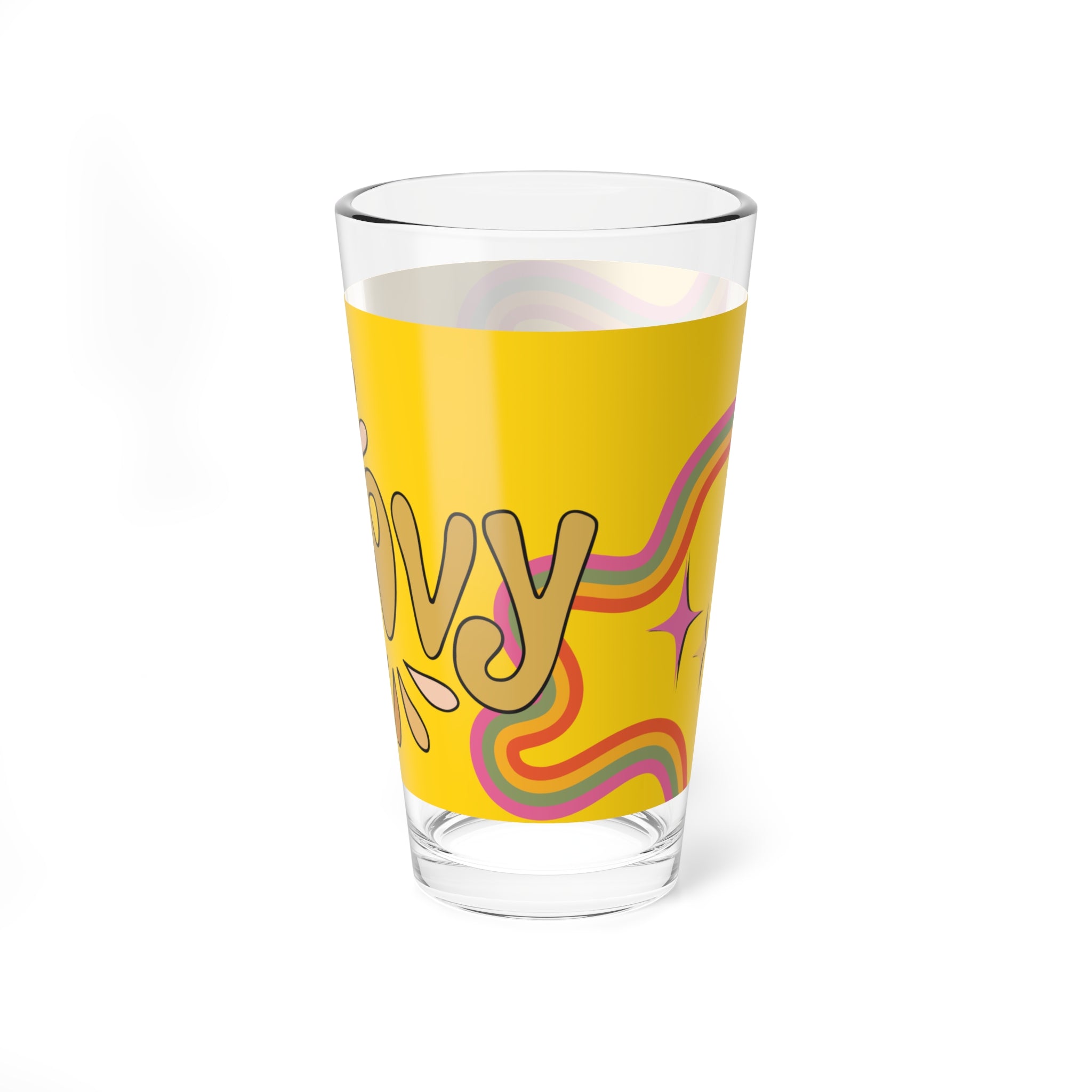 🌈 70s Rainbow Groovy Text Glass
