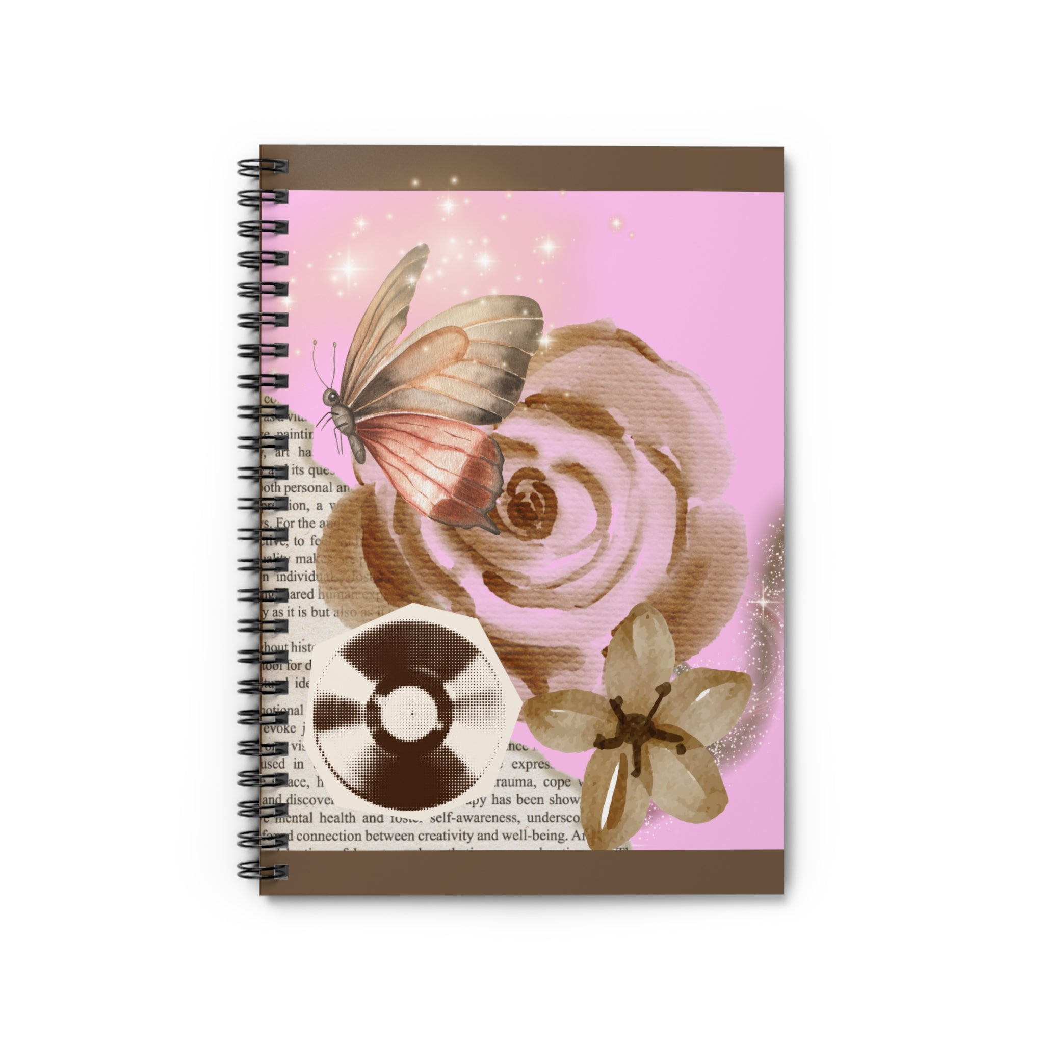 🦋🌸 50s Butterfly Vintage Floral Journal – Pink Background 💖✨