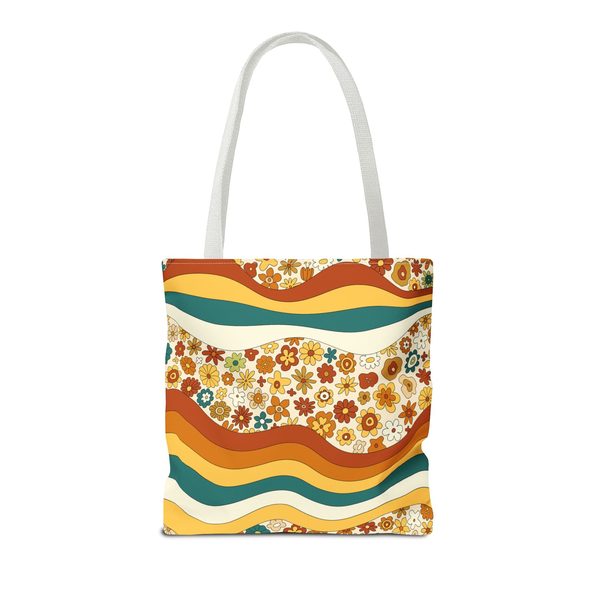 ✌️ 70s Floral Hippie Peace Sign Tote Bag