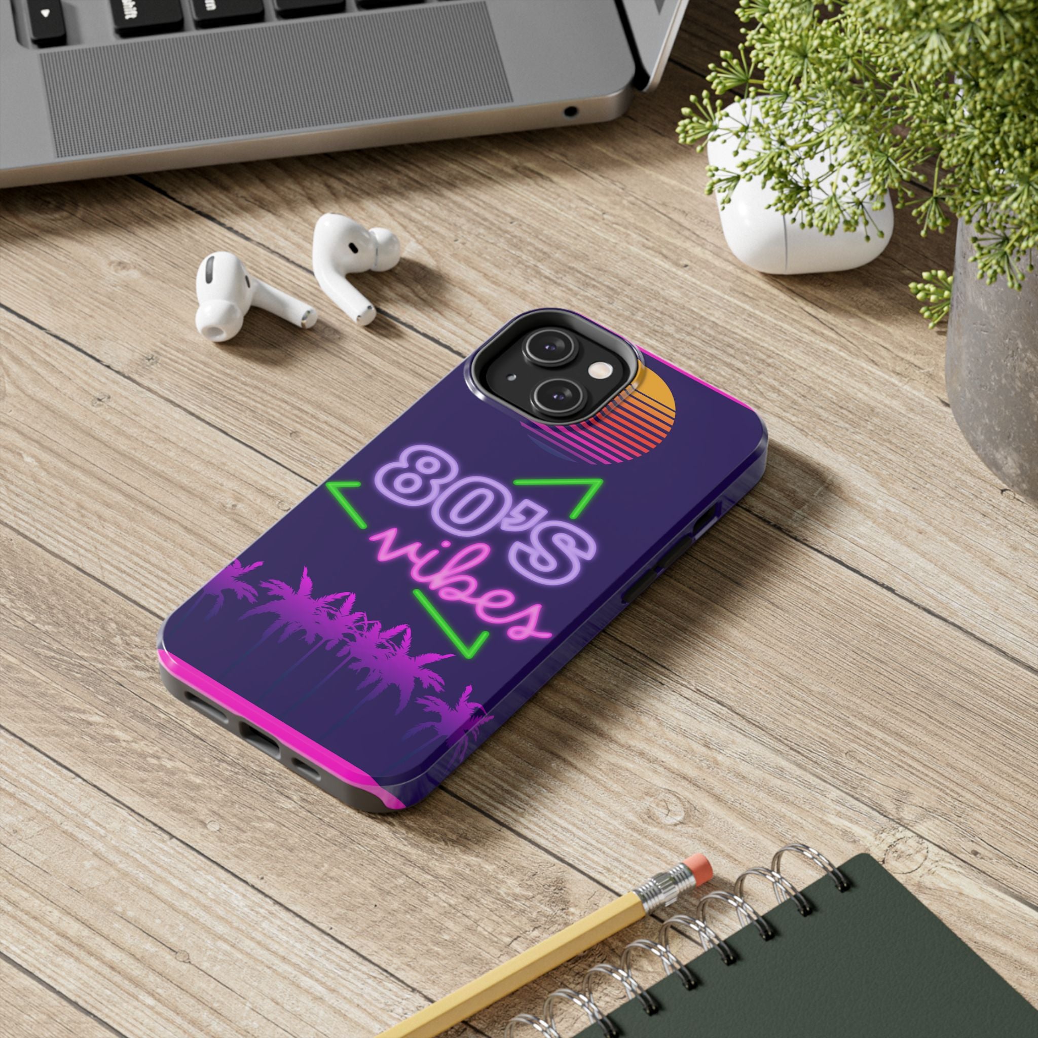 80s Vibes Synthwave Palm Trees Phone Case 🌴🎹📱