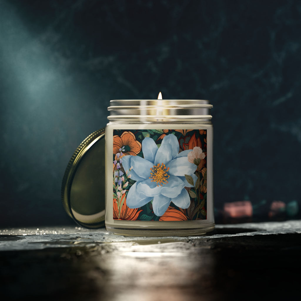 Blue Green Florals Candle 💙🌿🕯️