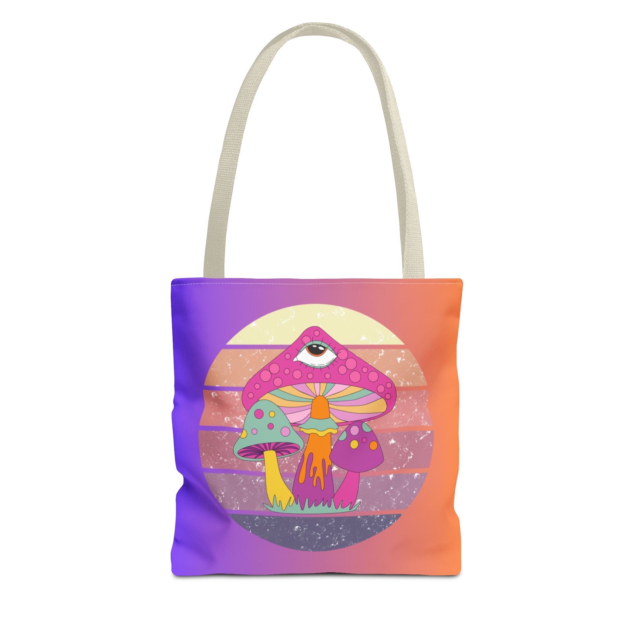 🍄🎶 70s Trippy Mushroom Synthwave Tote Bag 🌈✨