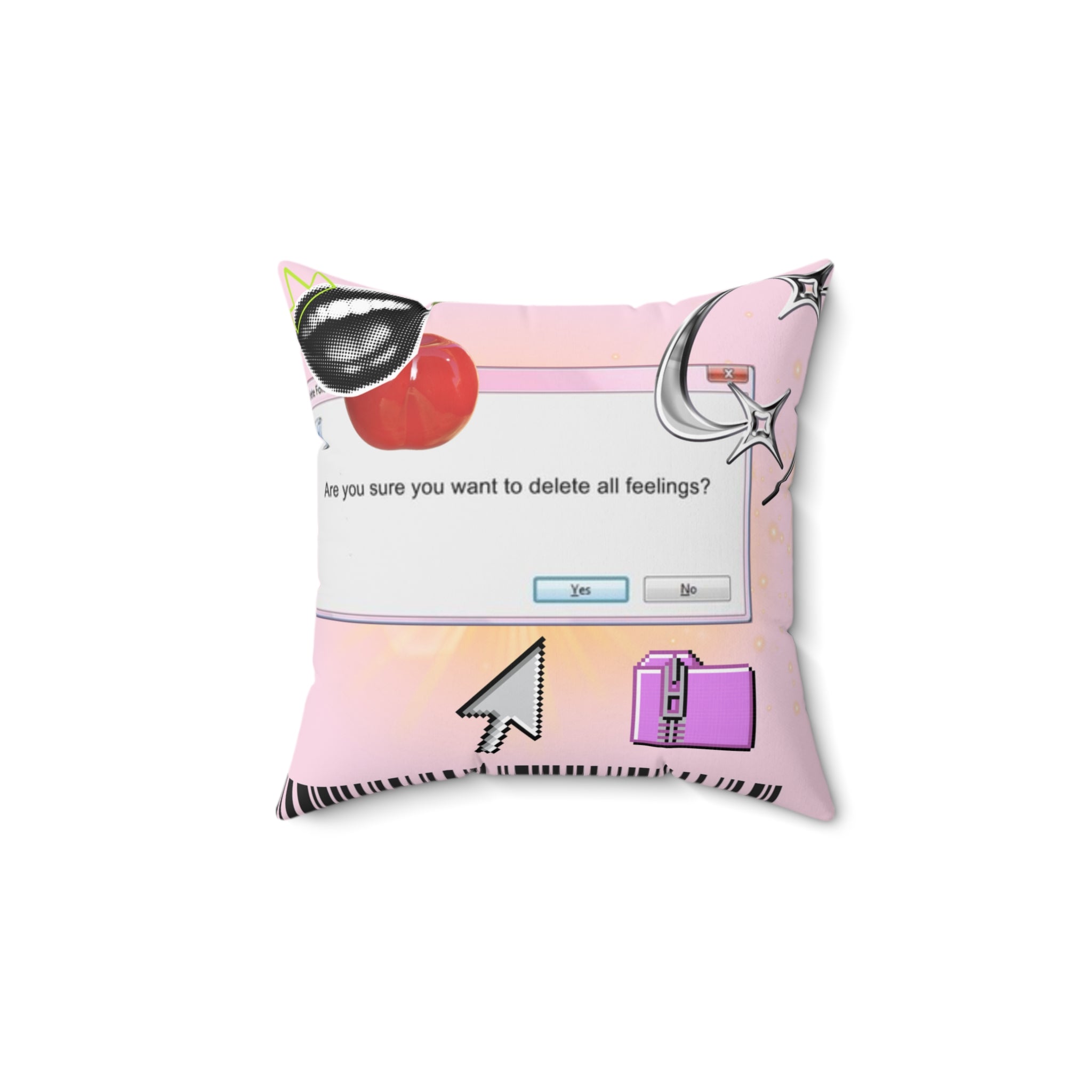 💻 Y2K Photoshop Delete Feelings Joke Pillow 💤