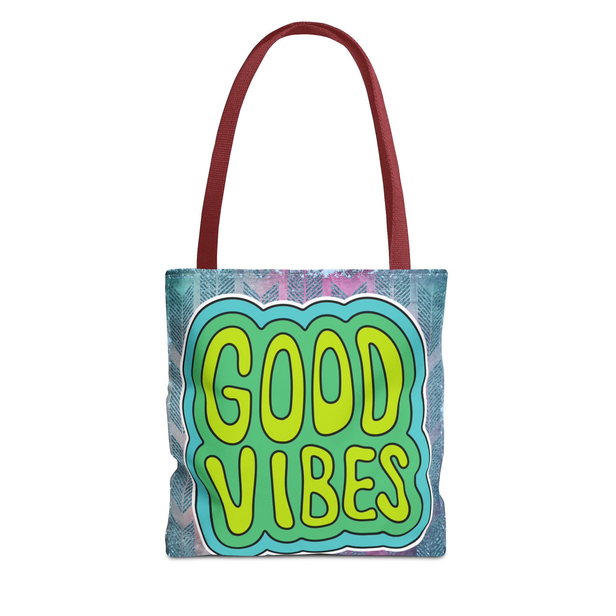 💚 70s Good Vibes Green & Blue Retro Throwback Tote Bag
