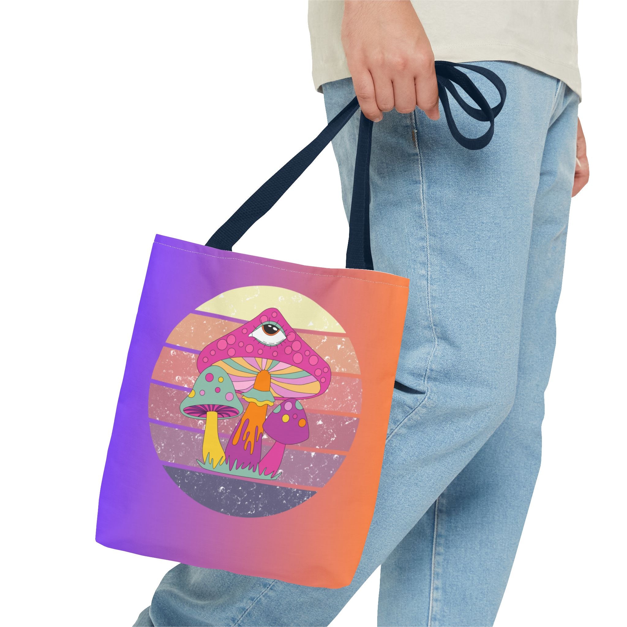 🍄🎶 70s Trippy Mushroom Synthwave Tote Bag 🌈✨