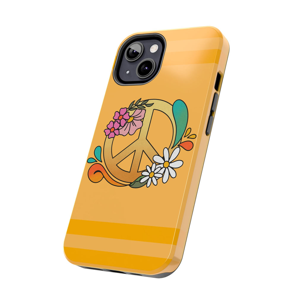 60s–70s Yellow Peace Sign Phone Case ✌️📱