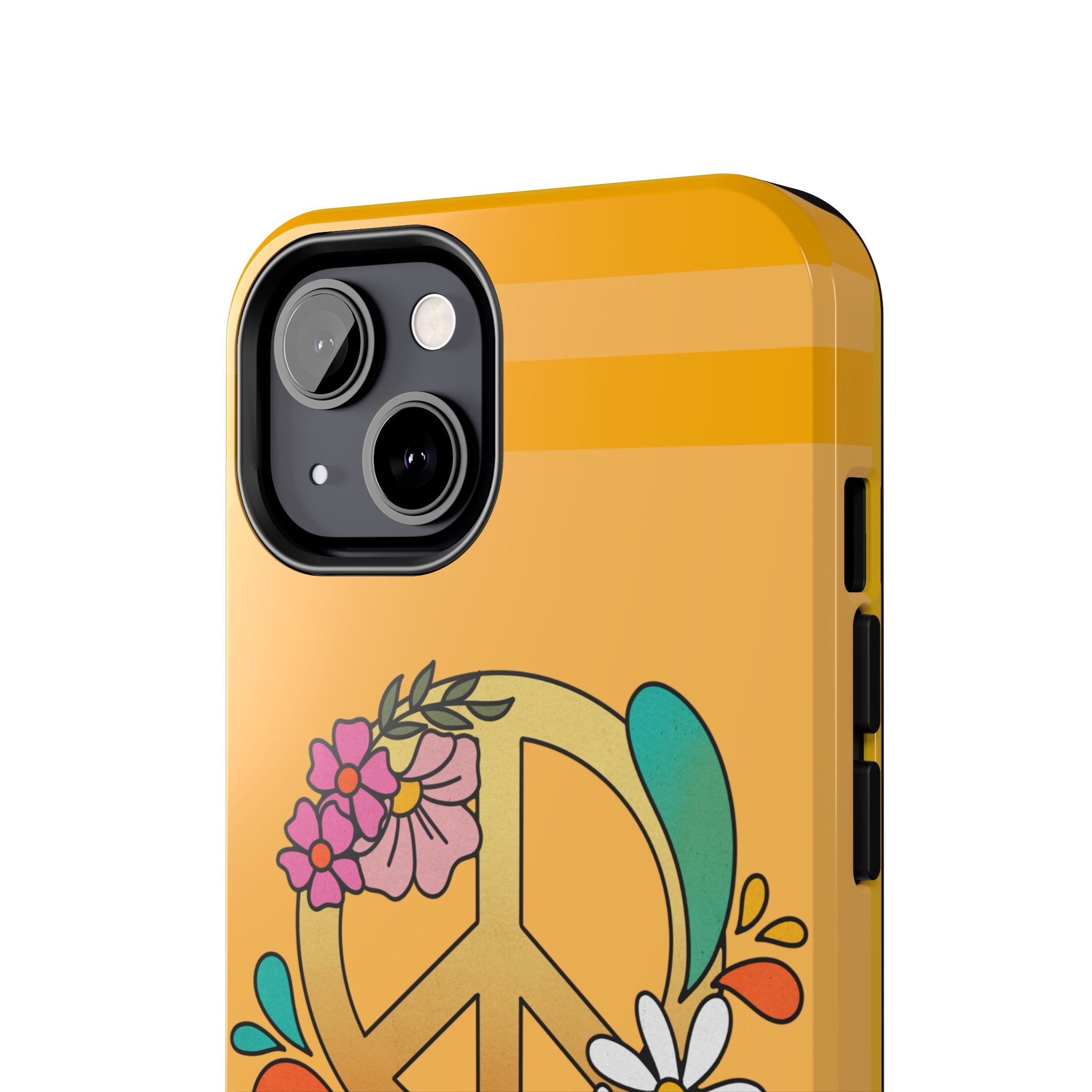 60s–70s Yellow Peace Sign Phone Case ✌️📱
