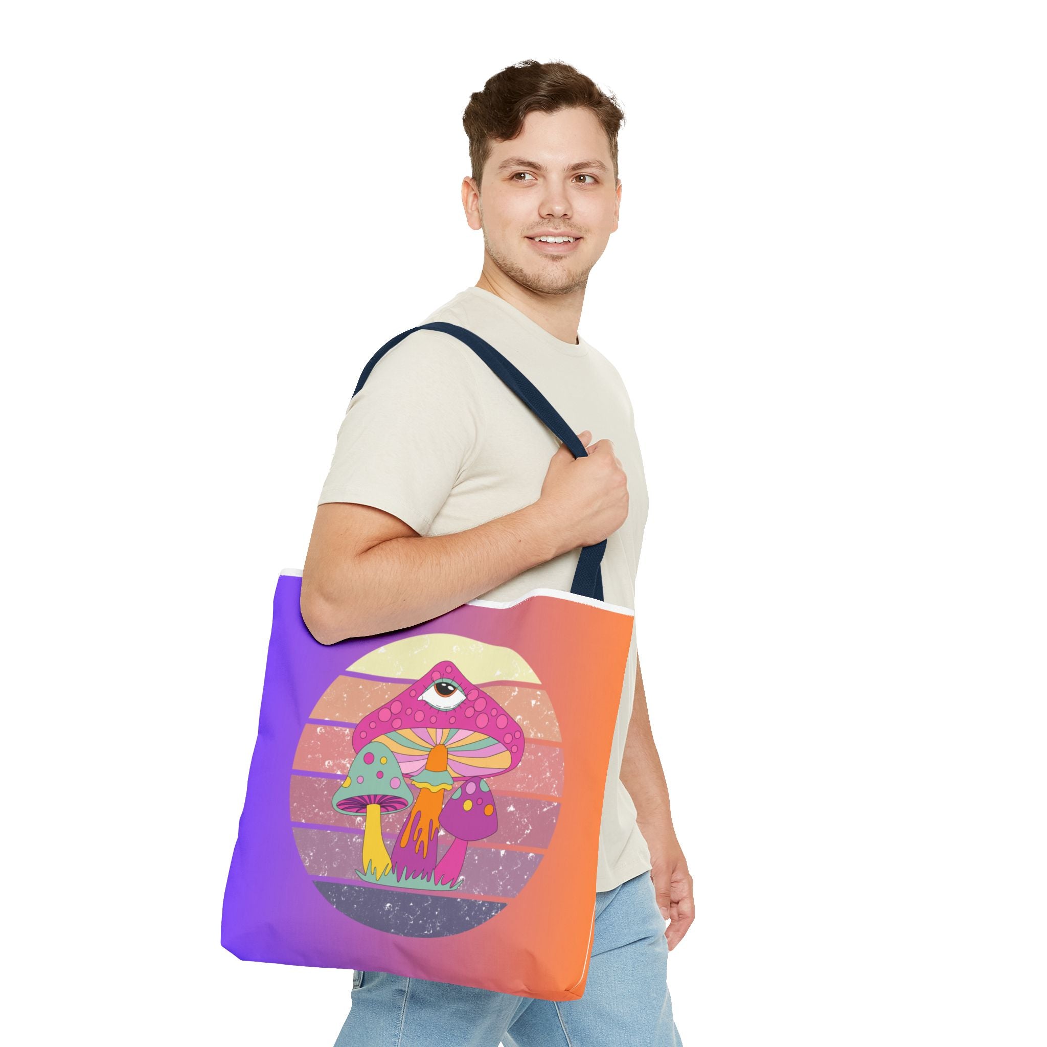 🍄🎶 70s Trippy Mushroom Synthwave Tote Bag 🌈✨