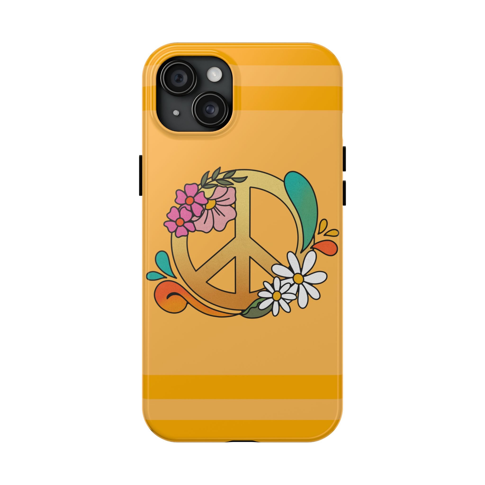 60s–70s Yellow Peace Sign Phone Case ✌️📱