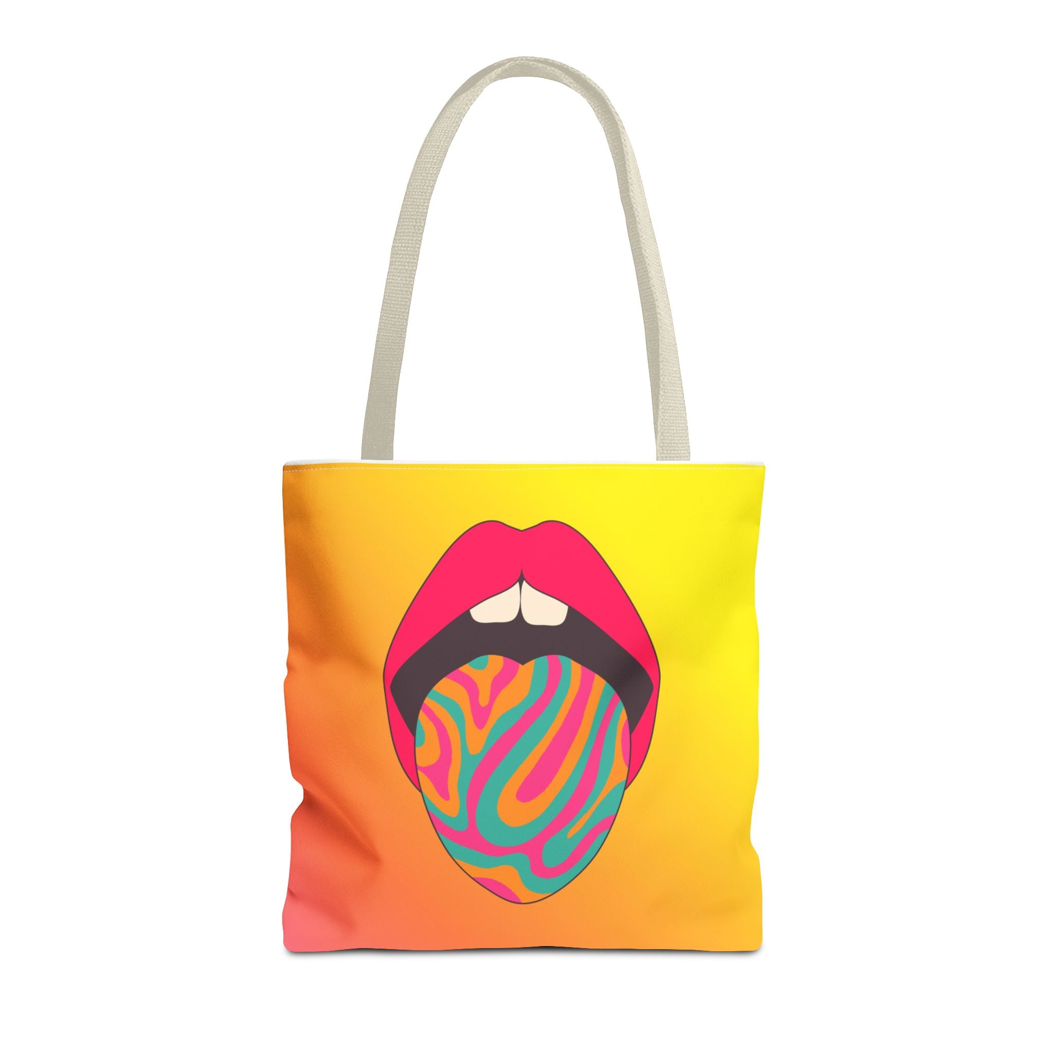 👄🌈 60s–70s Psychedelic Lips & Tongue Tote Bag ✨🍄