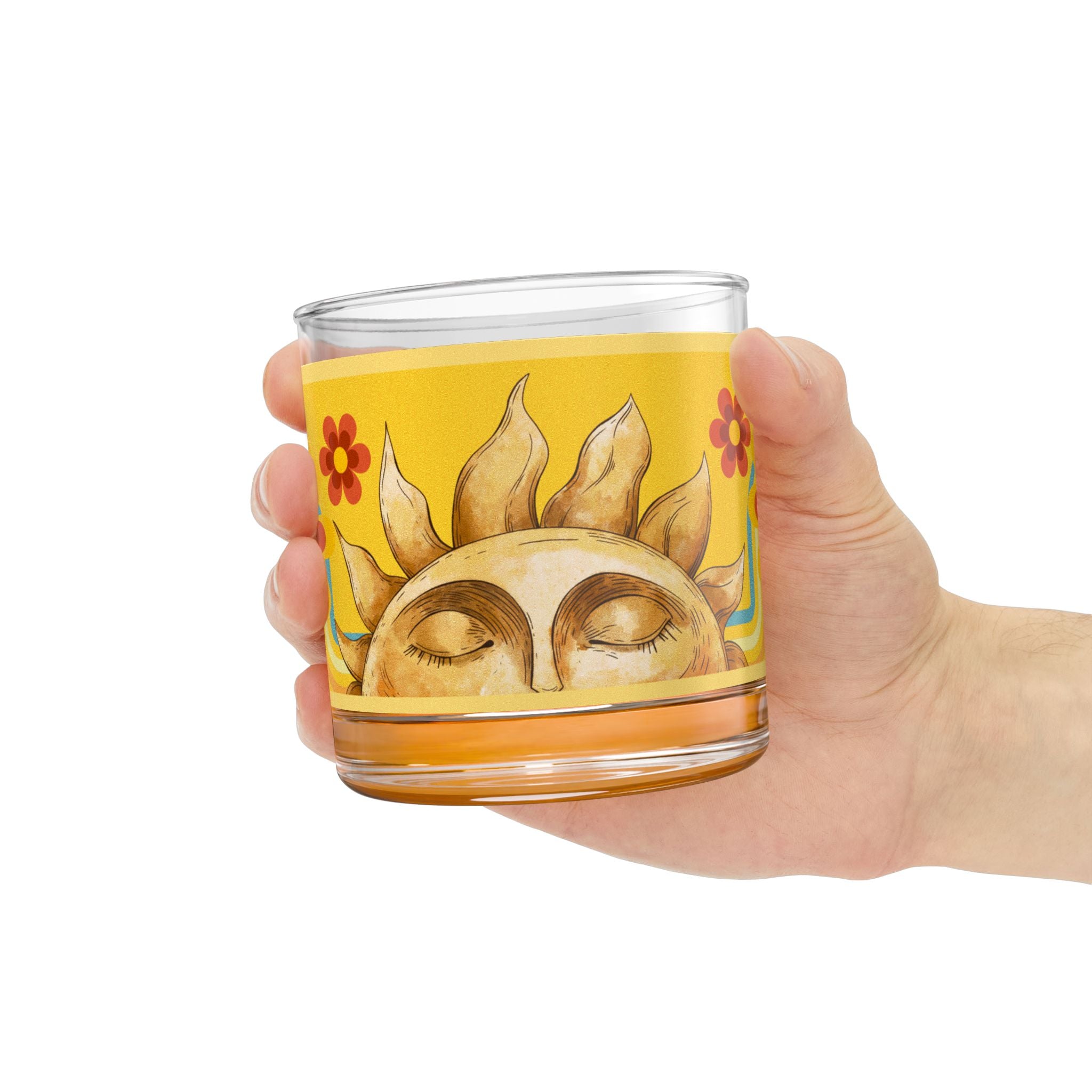 🌻✨ 70s Sunshine Floral Astrology Glass 🔮