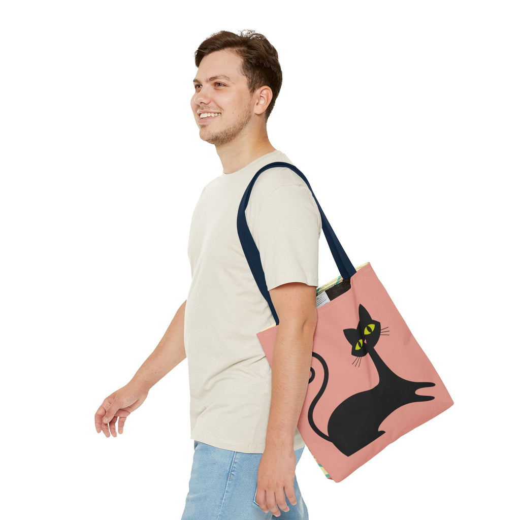 🐱 50s Retro Cat & Clock Tote Bag