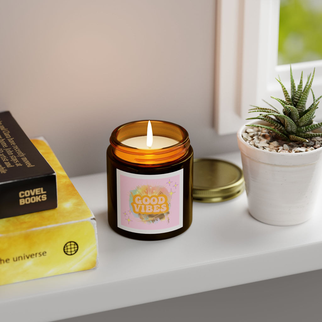 60s–70s Good Vibes Candle ☮️🕯️