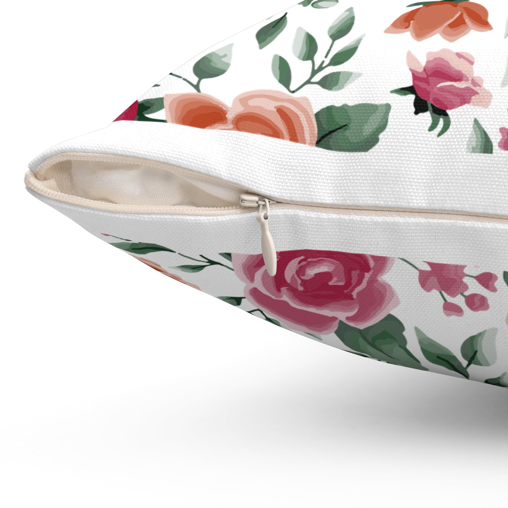 90s Vintage Floral Pink and White Pillow