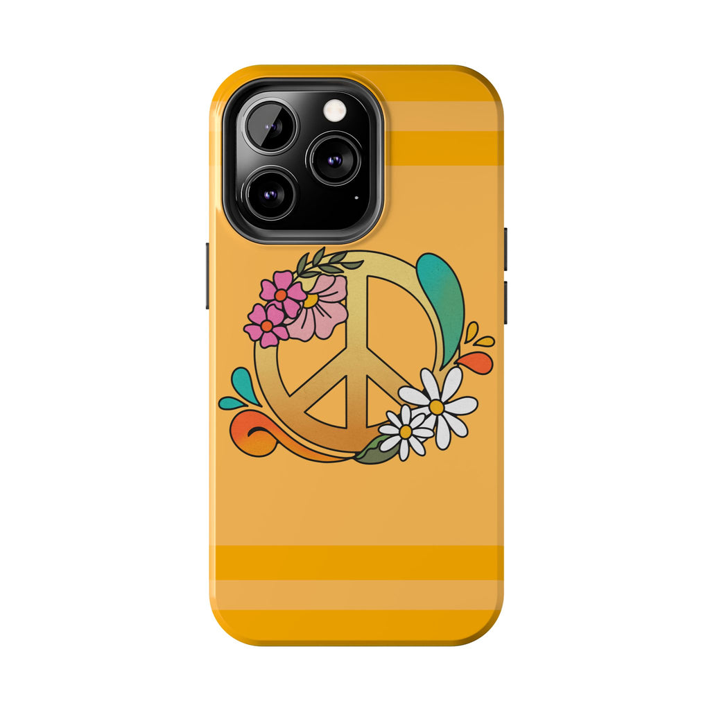 60s–70s Yellow Peace Sign Phone Case ✌️📱