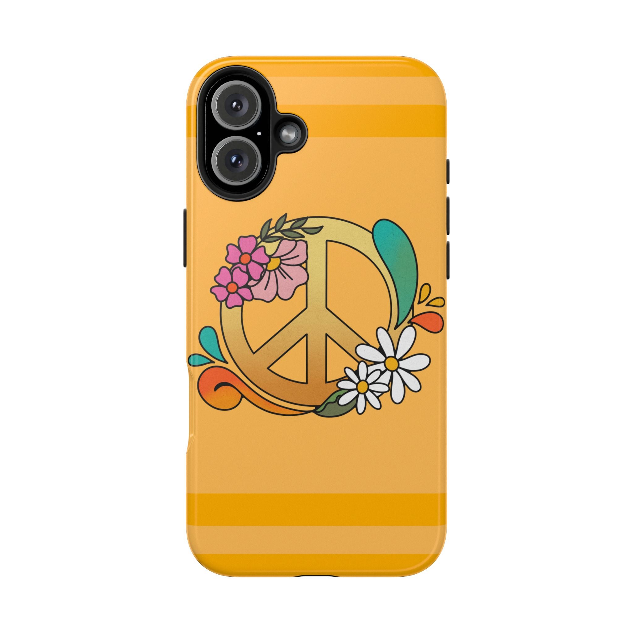 60s–70s Yellow Peace Sign Phone Case ✌️📱