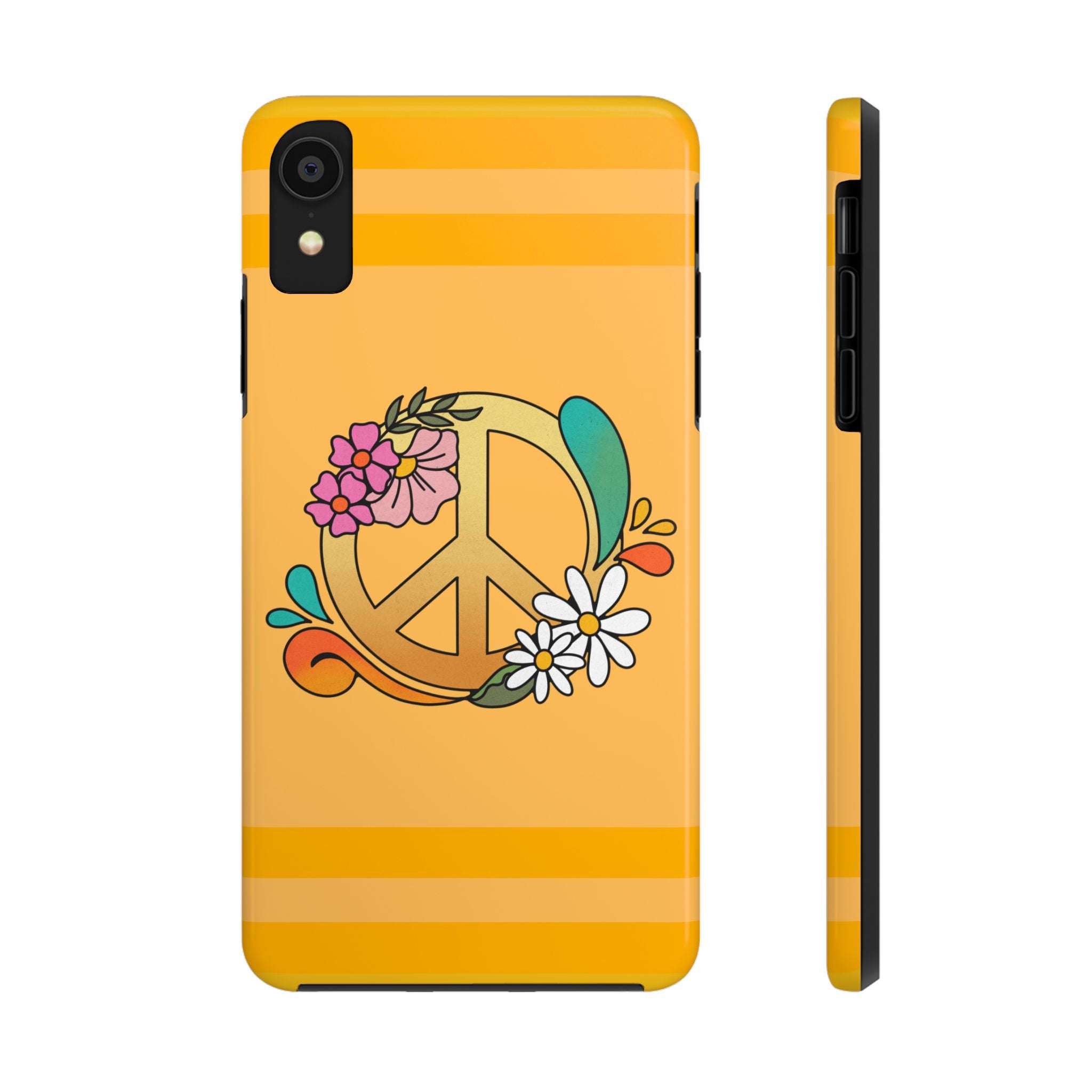60s–70s Yellow Peace Sign Phone Case ✌️📱