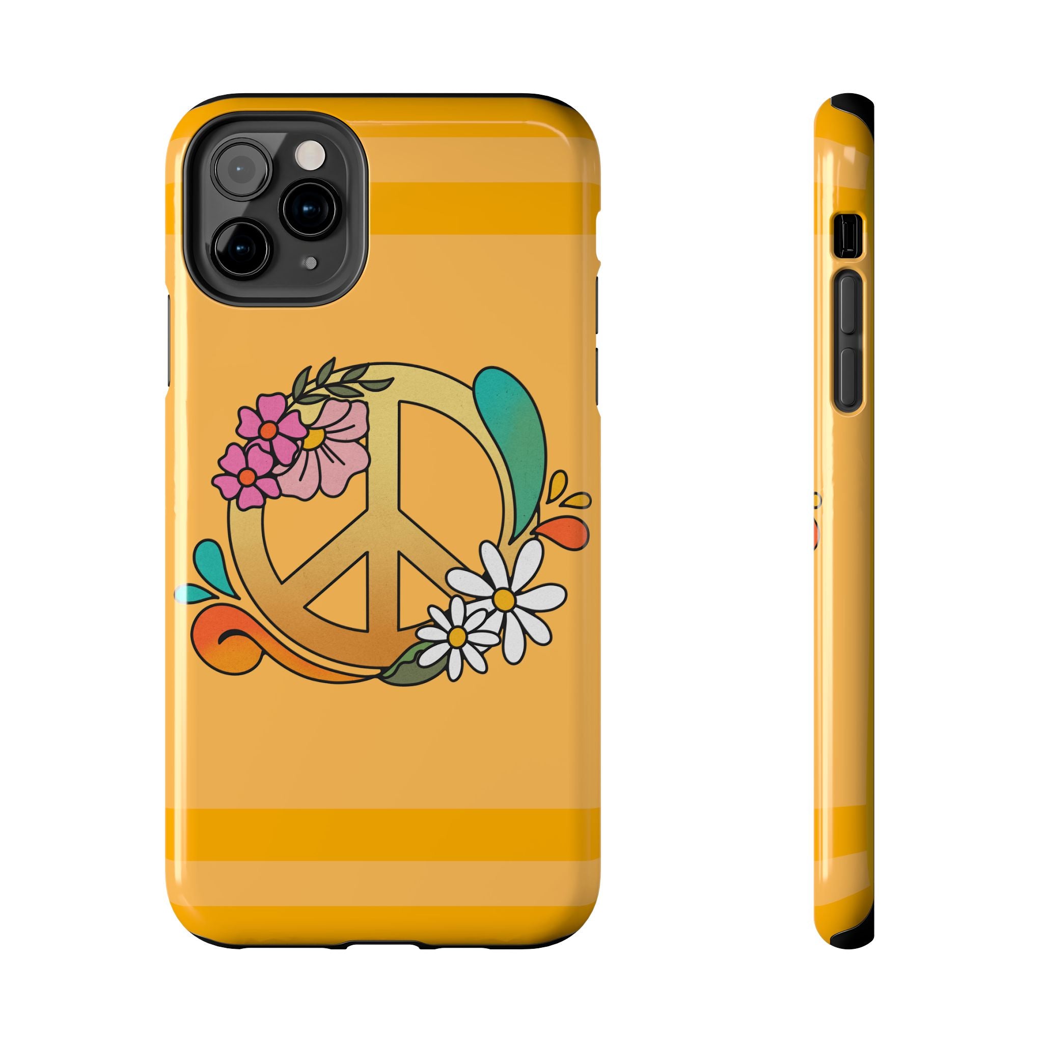 60s–70s Yellow Peace Sign Phone Case ✌️📱