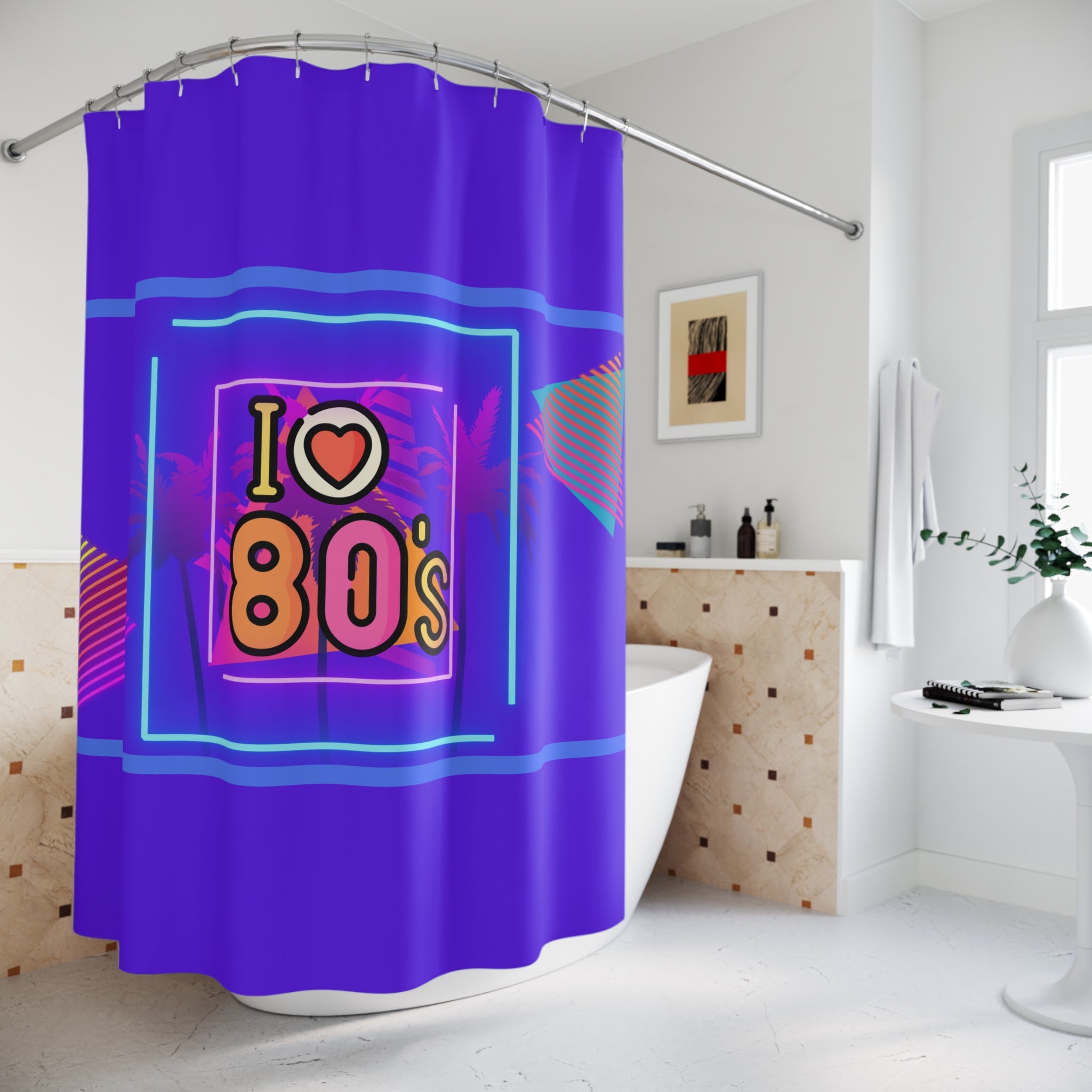 🌟💖 I Heart the 80s Glowing Shower Curtain 🌈🛁